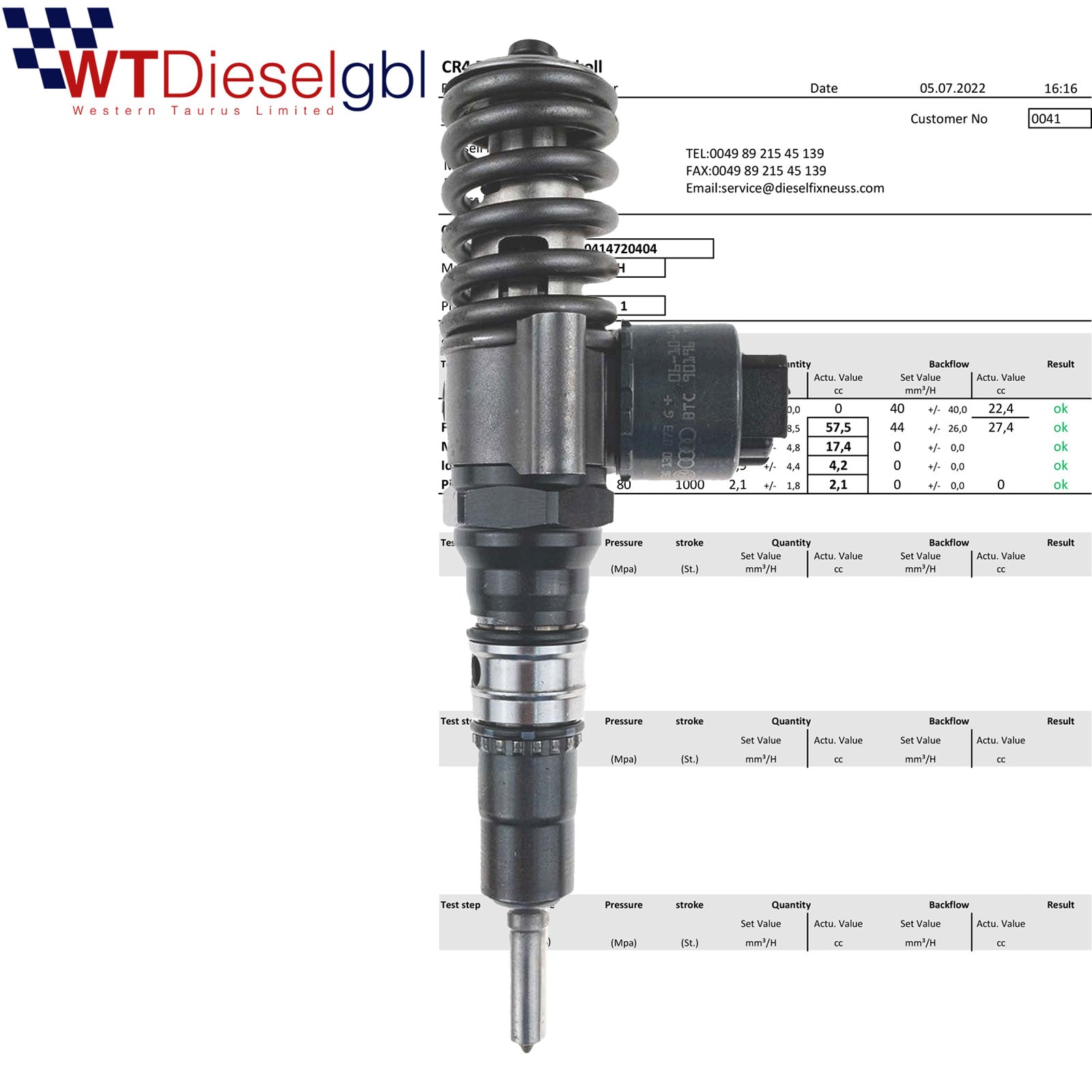 0414720404 INJECTEUR DE POMPE À CARBURANT DIESEL VW AUDI SEAT 2.0 TDI 03G130073G