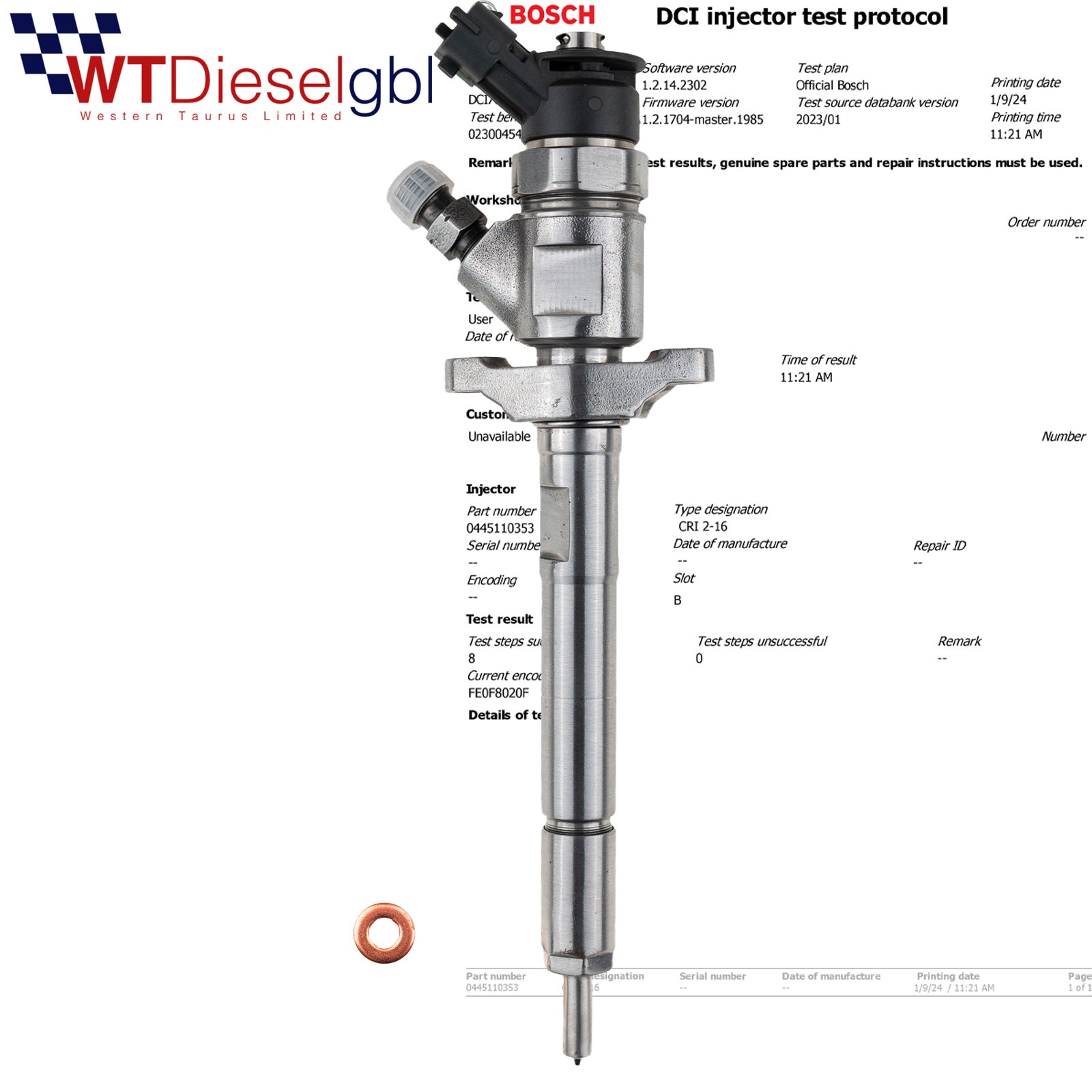 Bosch 0445110353 9M5Q9F593AA |1.6 TDCi| Injecteur Ford Focus