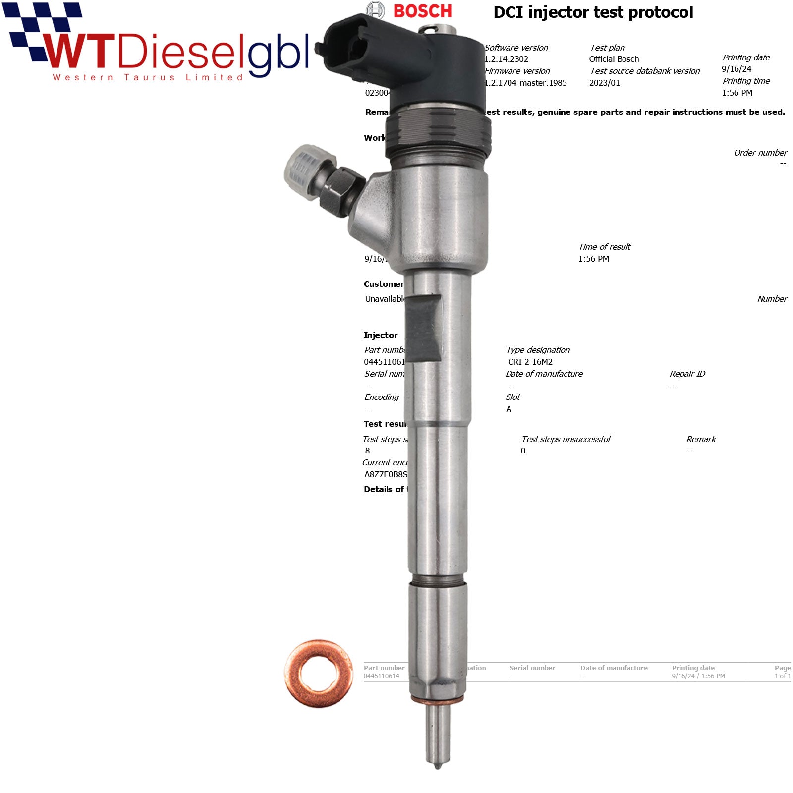Bosch 0445110614 | Diesel-Injektor | Alfa Romeo, Fiat, Lancia, Opel 1.3