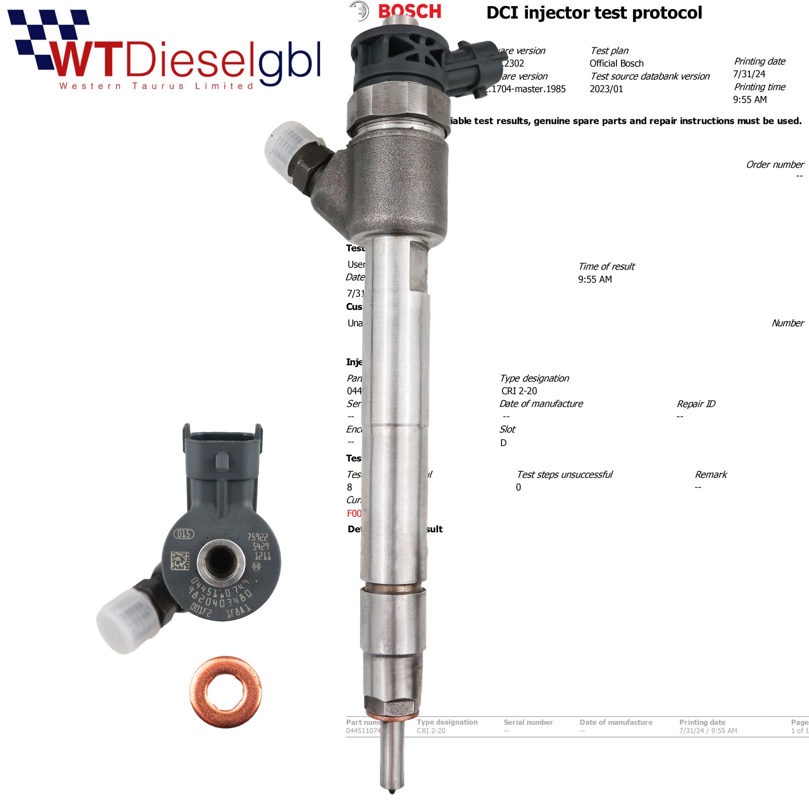 Bosch 0445110749 JX6Q-9F593-AA |1.5 BlueHDi| Inyector Citroën Peugeot Ford