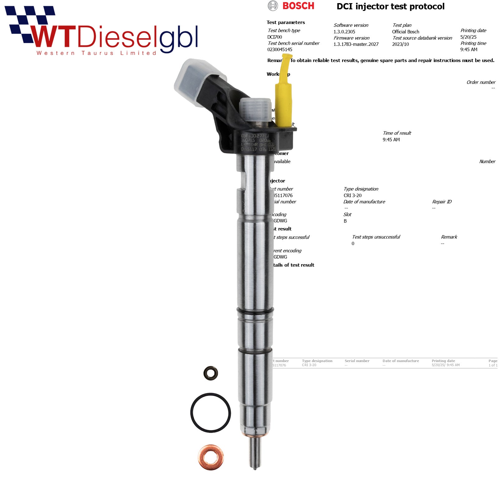 Bosch 0445117076 0986435413 |3.0 TDI| Audi Porsche VW Injector