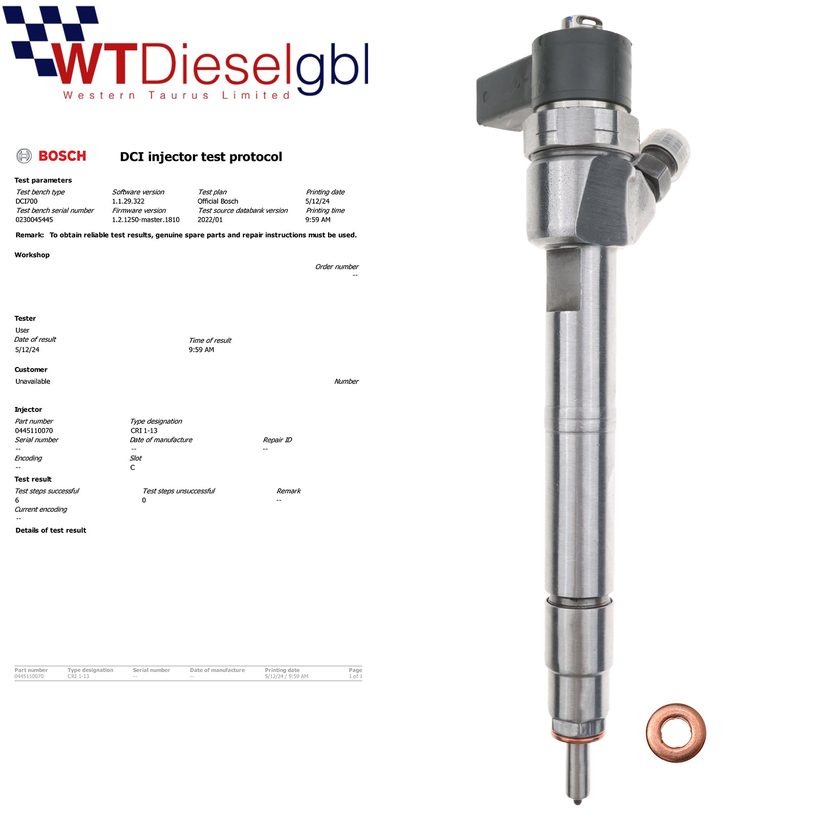 Bosch 0445110069 0445110070 | Mercedes Sprinter Fuel injector