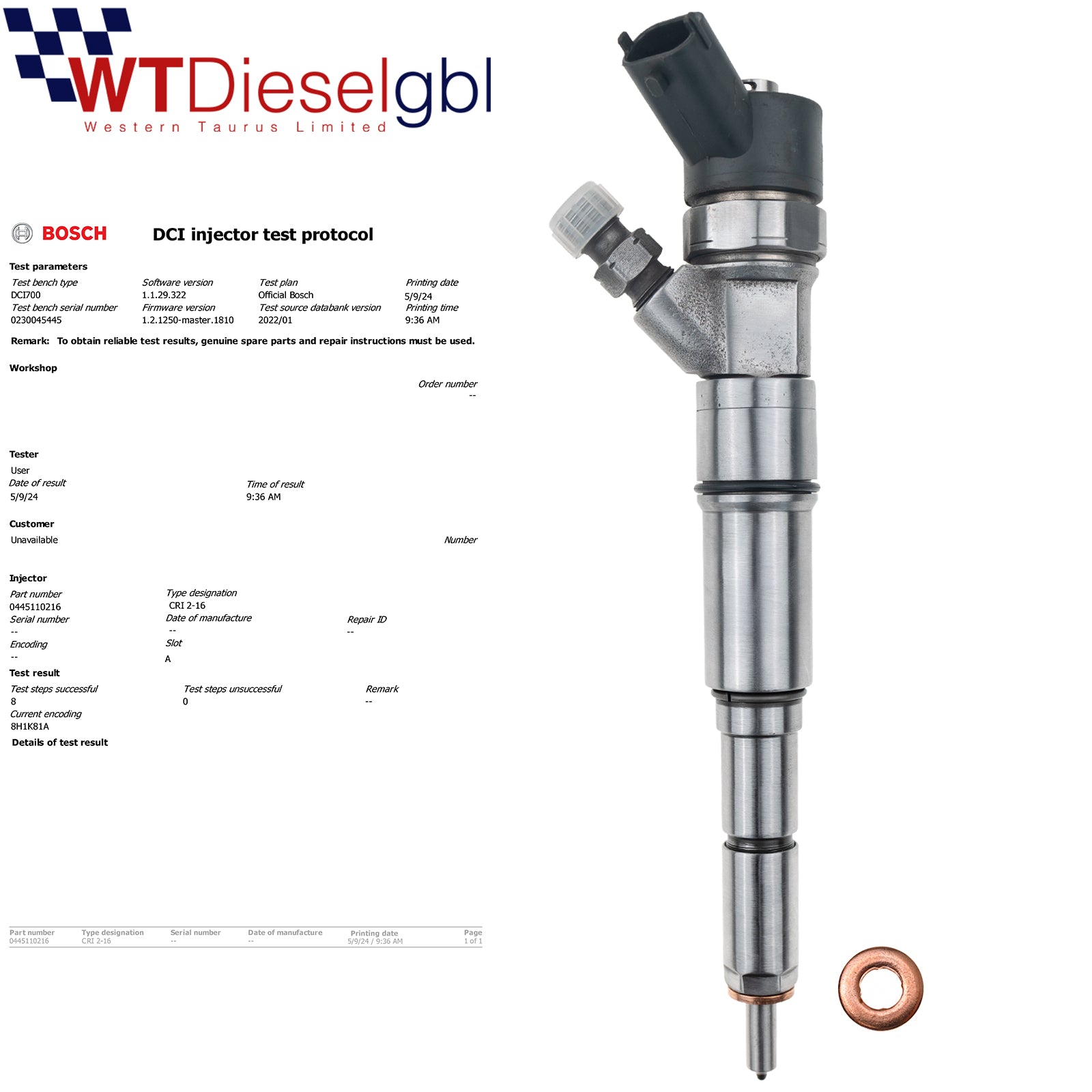 Bosch 0445110216 13537794334 |BMW 120d 320d 520d X3 X5| Diesel Injector