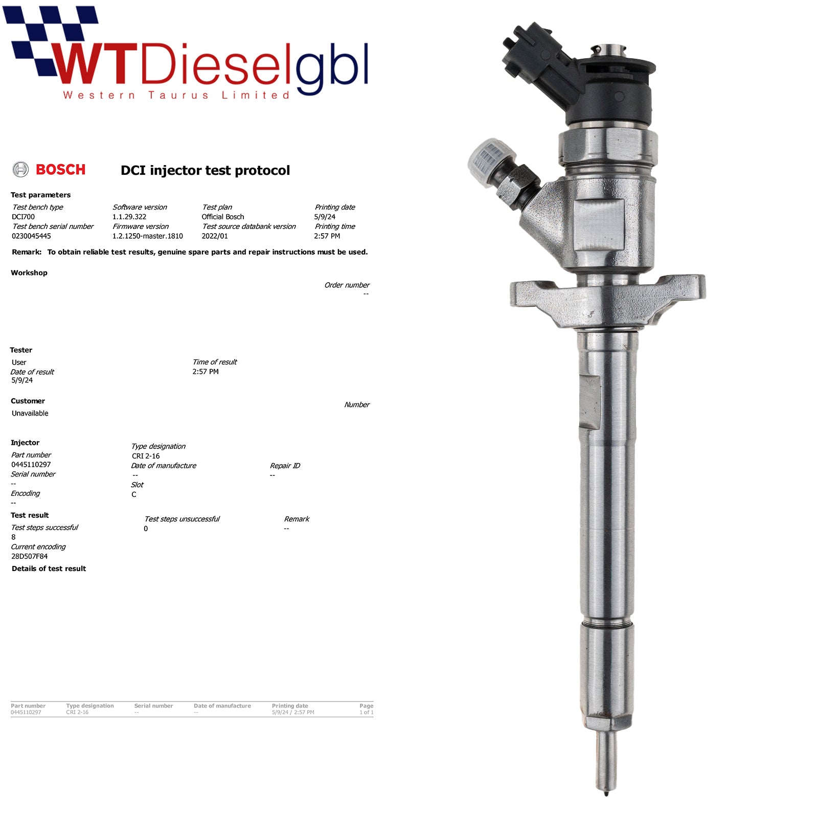 Bosch 0445110297 0986435150 | Citroen Peugeot Diesel Fuel Injector