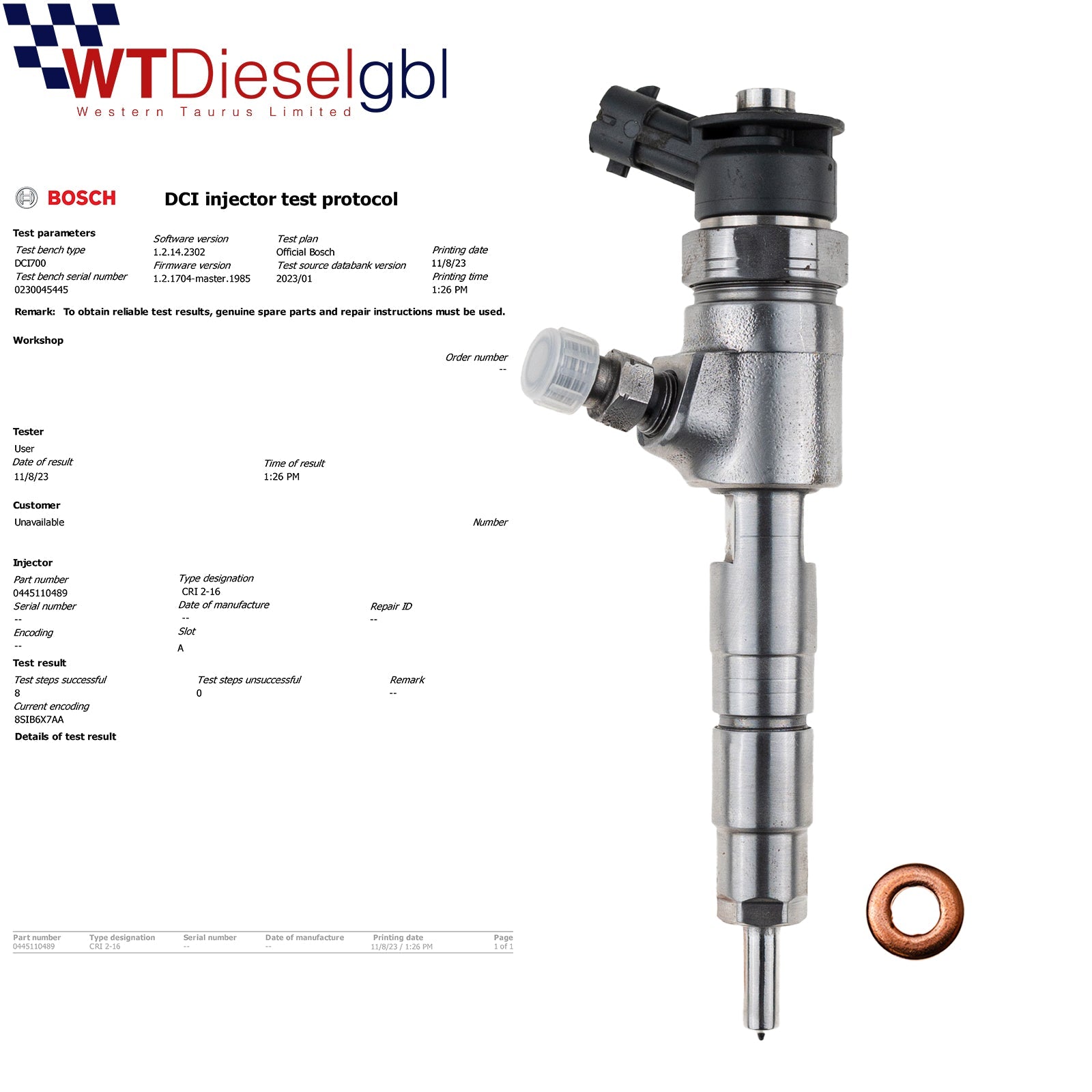 X4 Bosch 0445110489 CV6Q-9F593-AA | Ford Fiesta Focus C-Max Injector