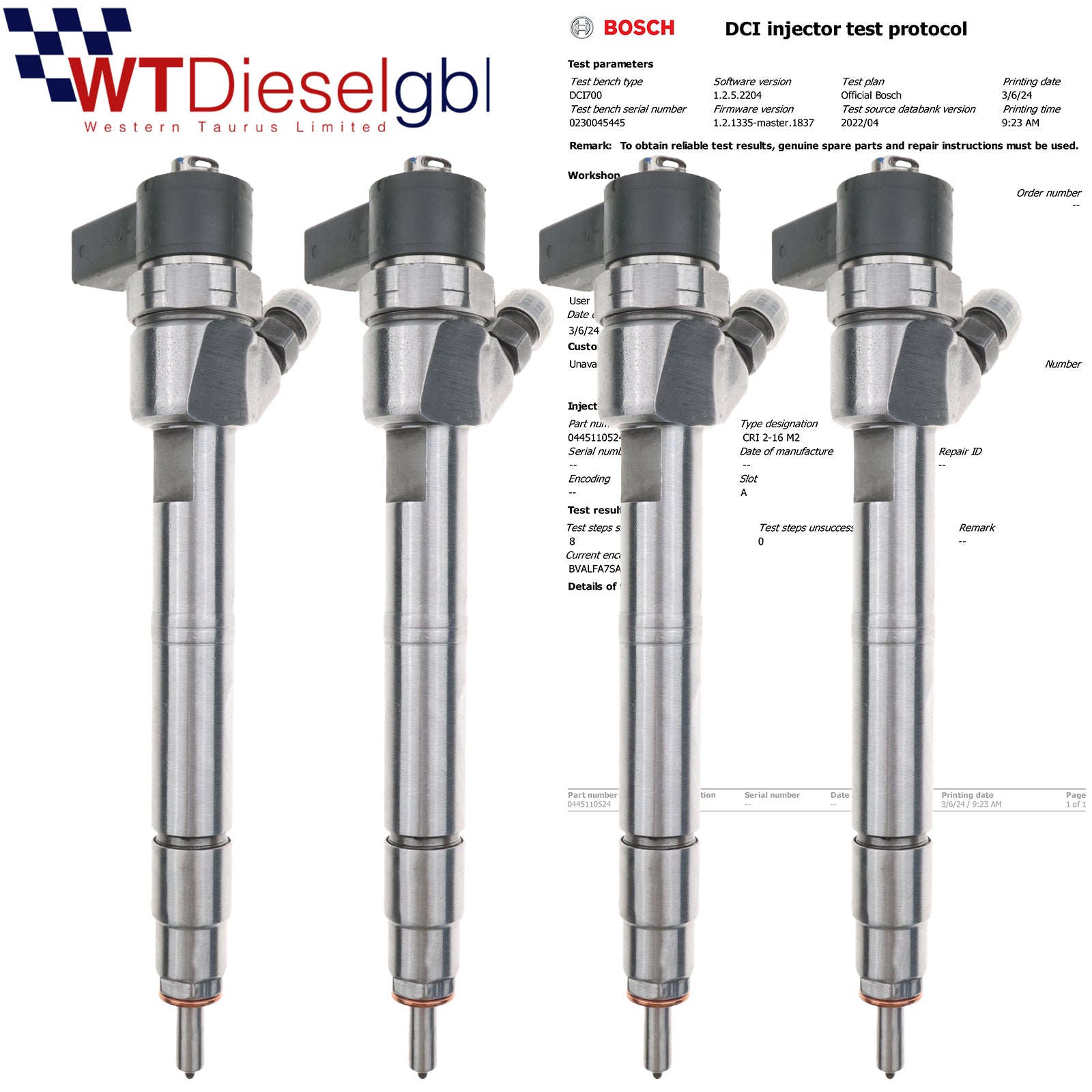 X4 Bosch 0445110524 55246223 | Fiat Opel Jeep Alfa Romeo Injector