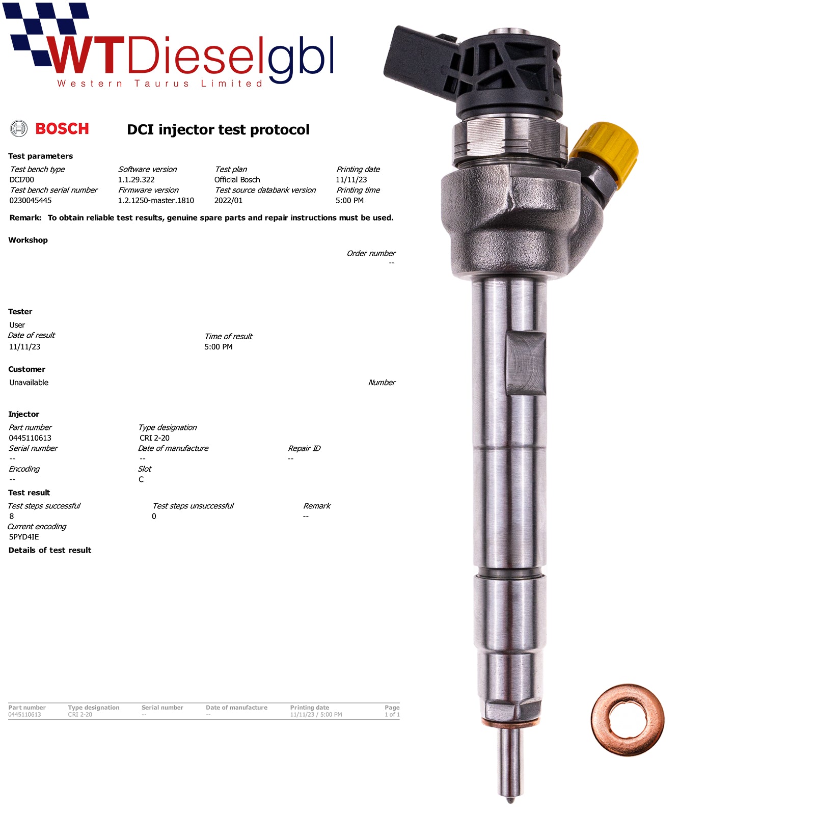 Bosch 0445110613 13538514146 | BMW 1 - 2 - 3 Series Fuel Injector