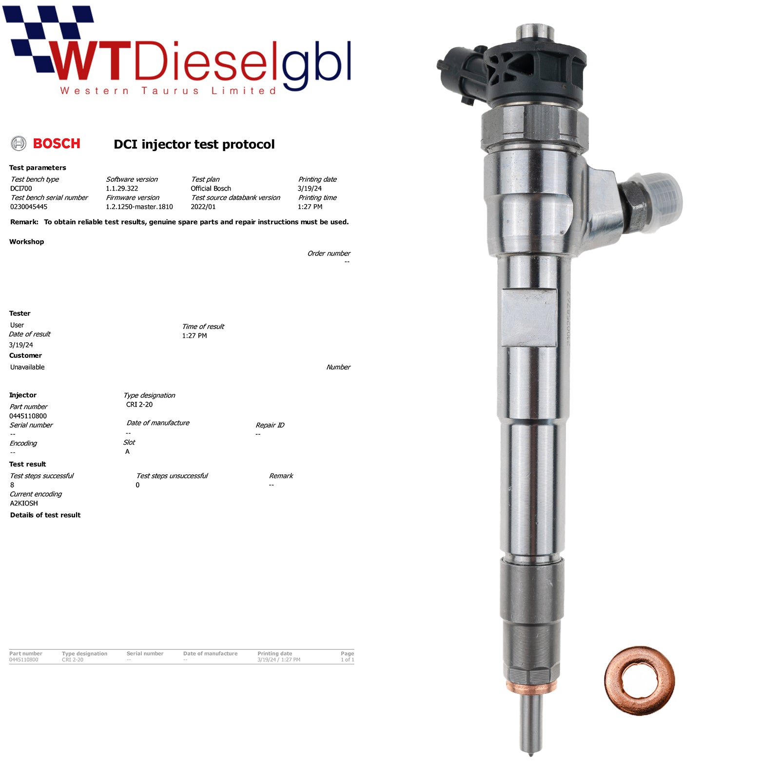 Bosch 0445110800 166007427R | 1,5 dCi | Inyector Dacia Renault