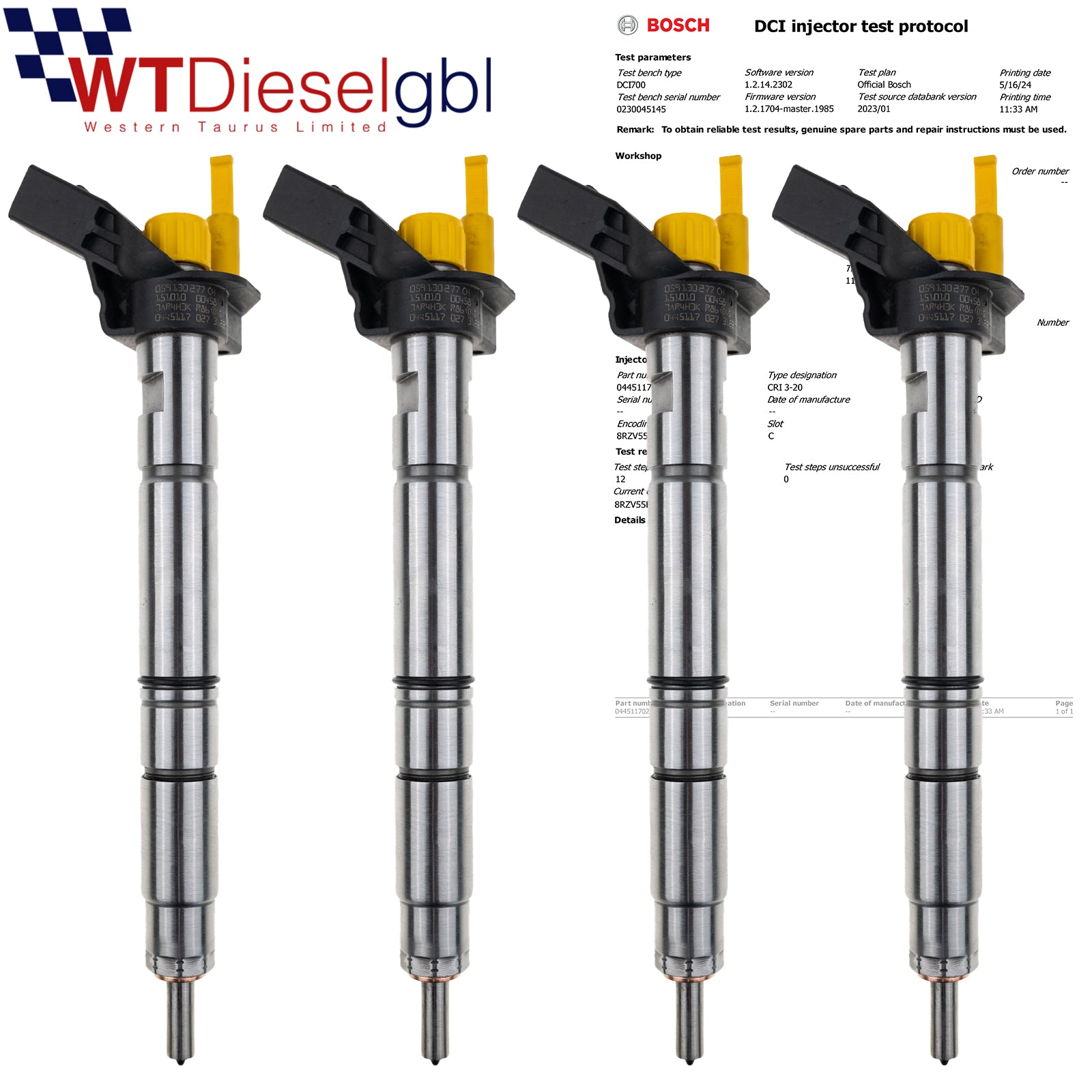 X4 Bosch 0445117027 059130277CH | 3.0 TDI | Audi Porsche VW Injector