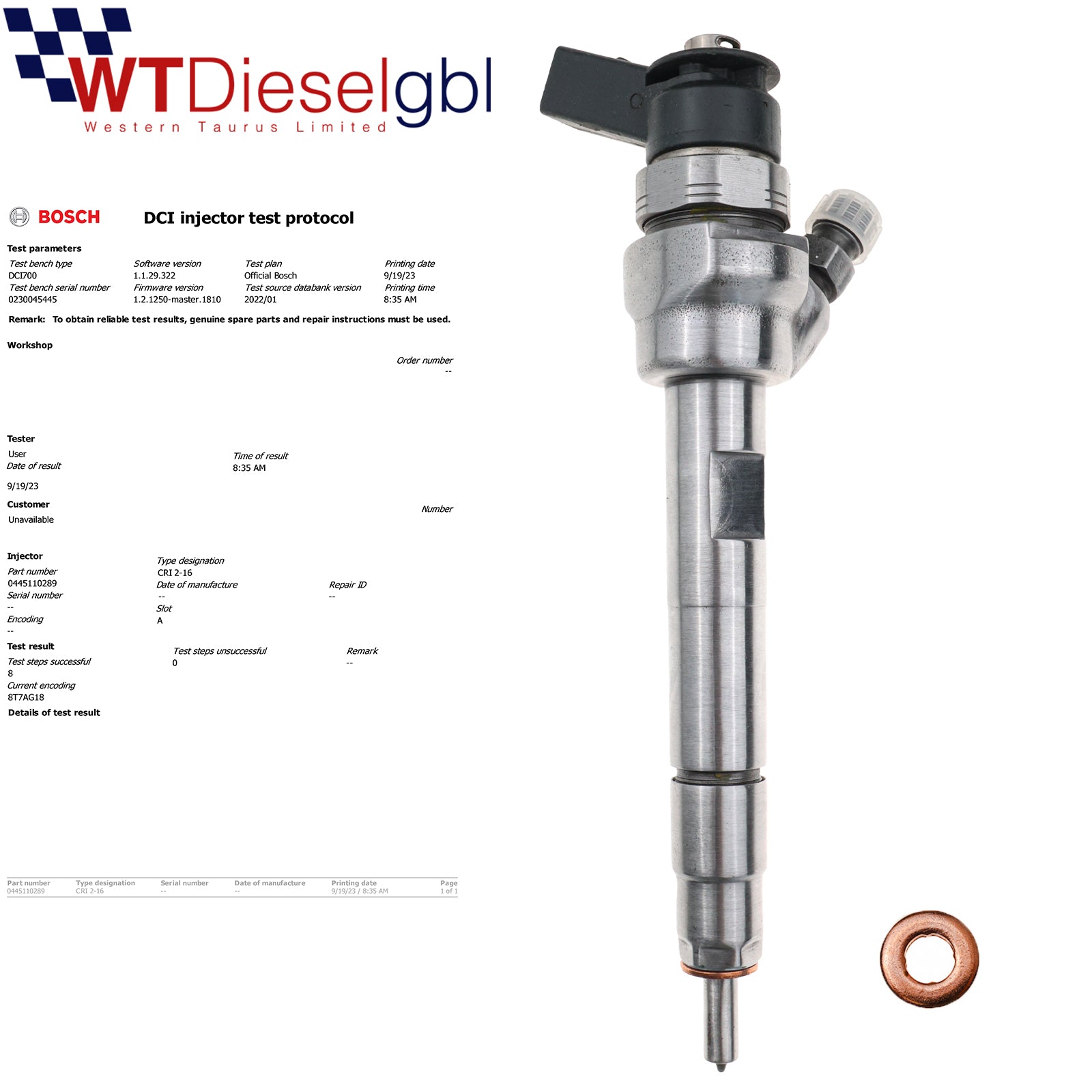 0445110289-13537798446 BOSCH DIESELKRAFTSTOFFINJEKTOR BMW 118d-120d-116d