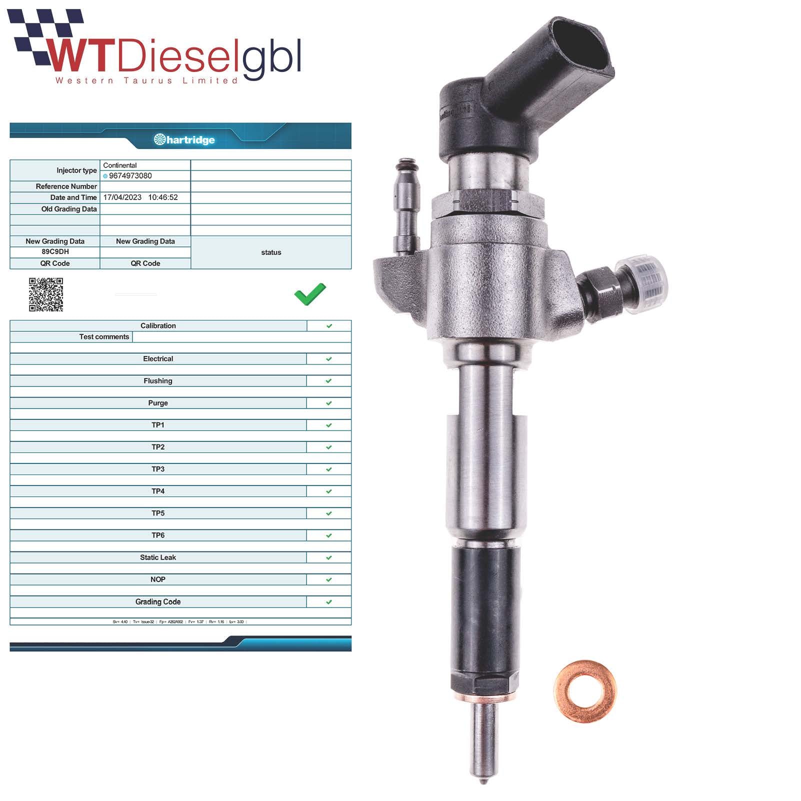 9674973080 PEUGEOT 2008 SIEMENS VDO INJECTEUR DE CARBURANT DIESEL 1.6 HDI