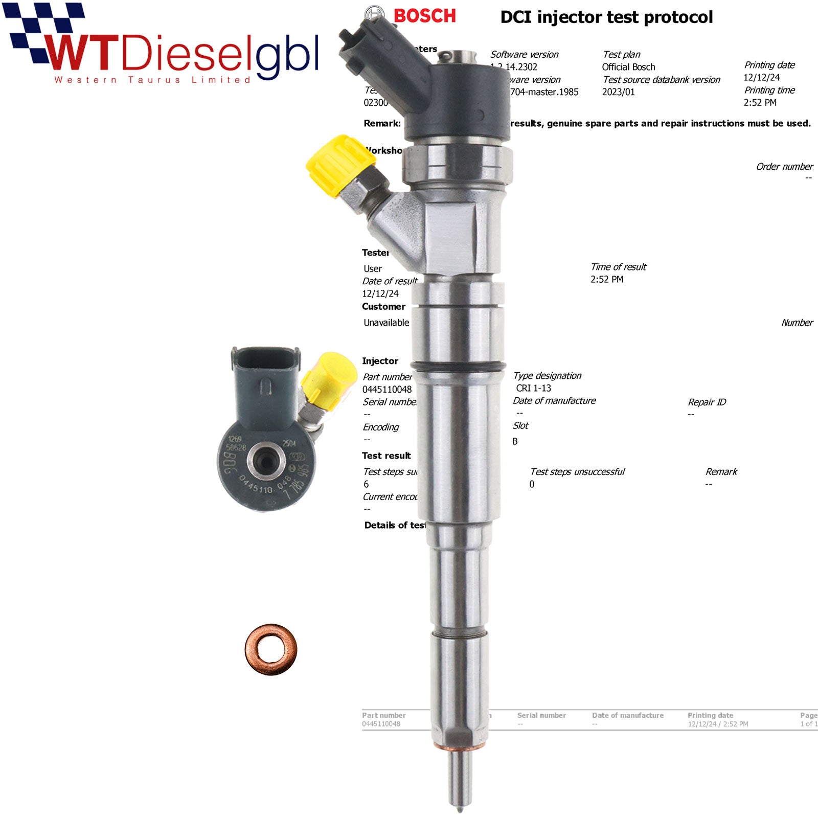 Bosch 0445110048 7785572 | BMW 525D E39 Diesel Injector