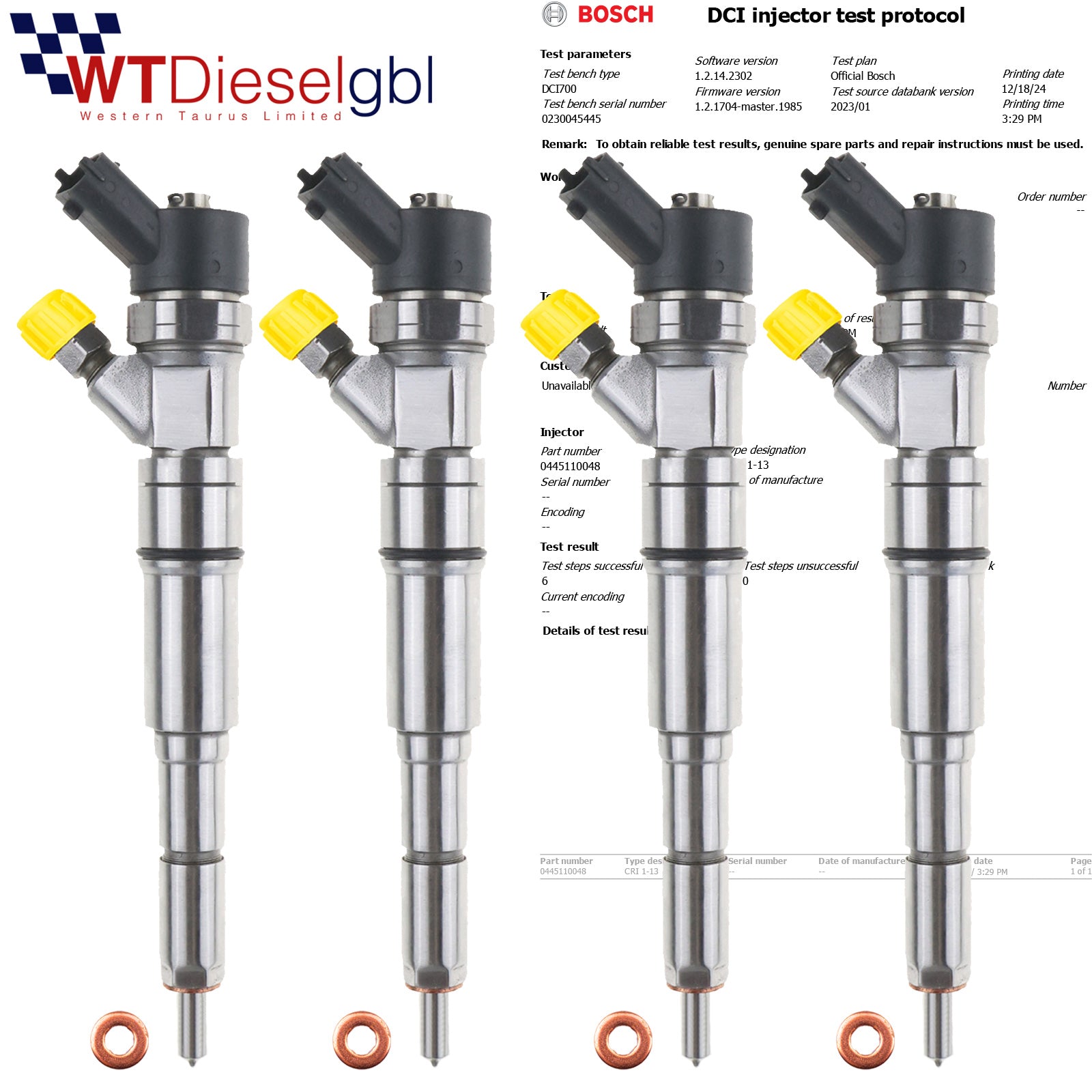 X4 Bosch 0445110048 7785572 | BMW 525D E39 Diesel Injector