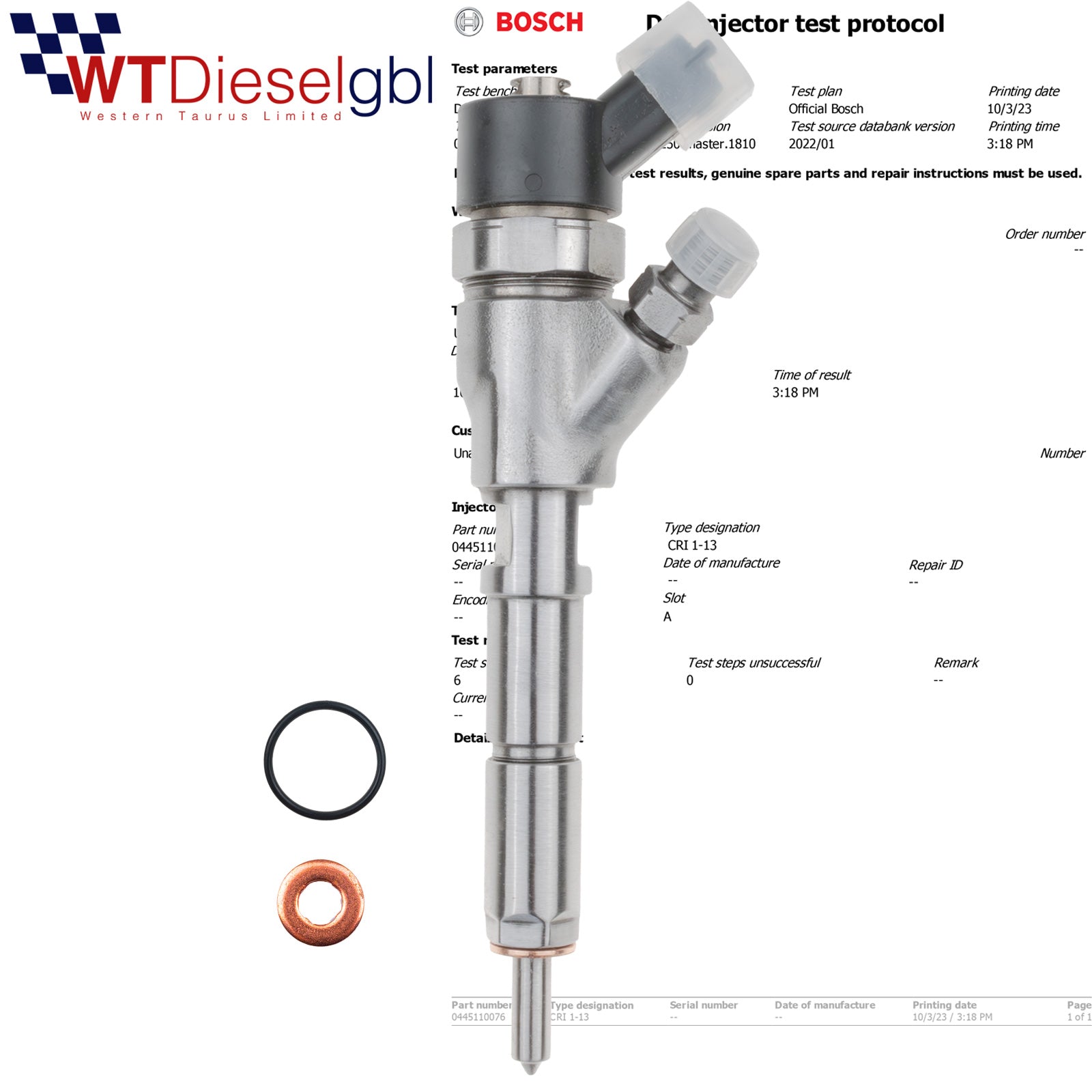 Bosch 0445110076 0986435077 | 2.0 HDi | Inyector Citroën Peugeot Fiat