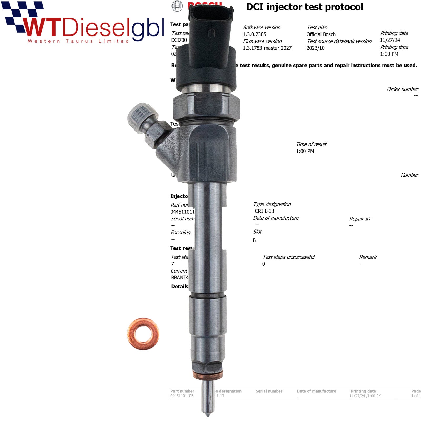 Bosch 0445110110B 8200110272 |1.9 dCi| Renault Laguna Fuel Injector