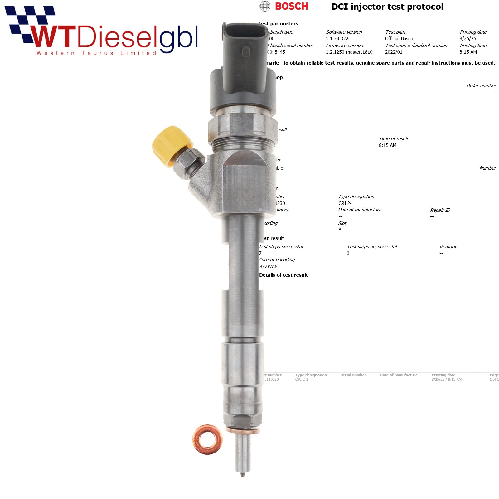 Bosch 0445110230 8200389369 |1.9 dCi| Renault Suzuki Injector
