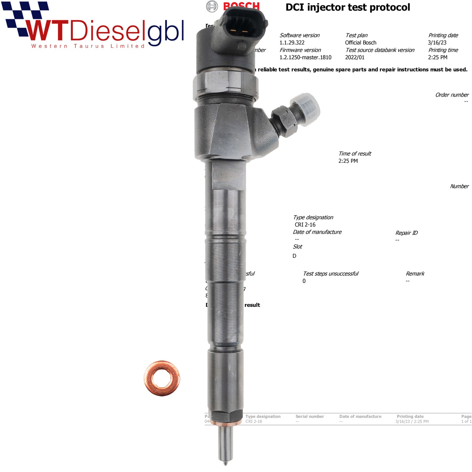 Bosch 0445110300 55206704 |1.6 D| Alfa Fiat Opel Lancia Injector