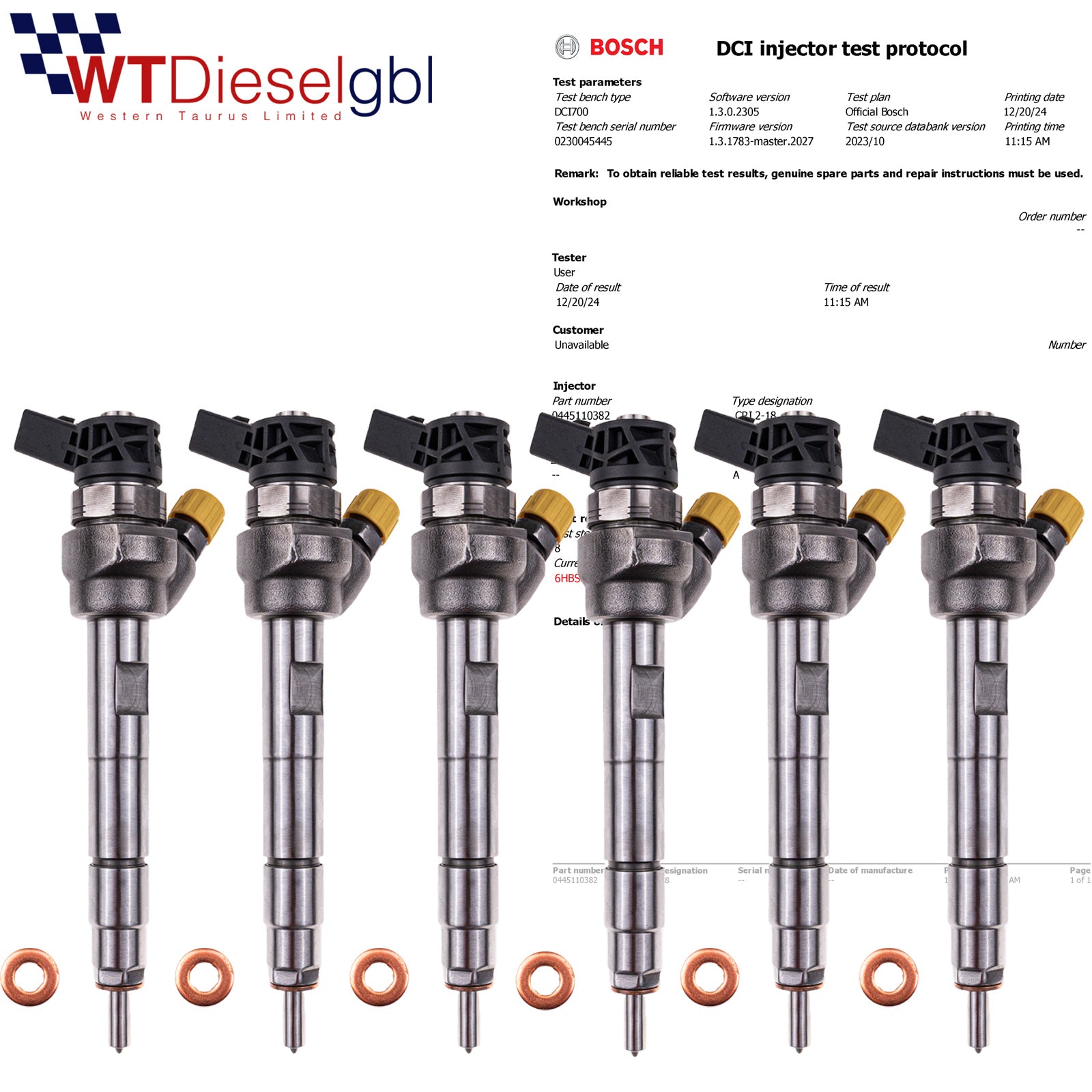 X6 Bosch 0445110382 0445110478 | BMW Injector 1 2 3 Series
