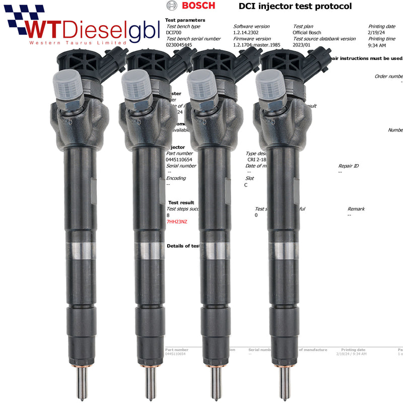 4X Bosch 0445110654 G4D39K546AA |2.0| Jaguar Land Rover Fuel Injector