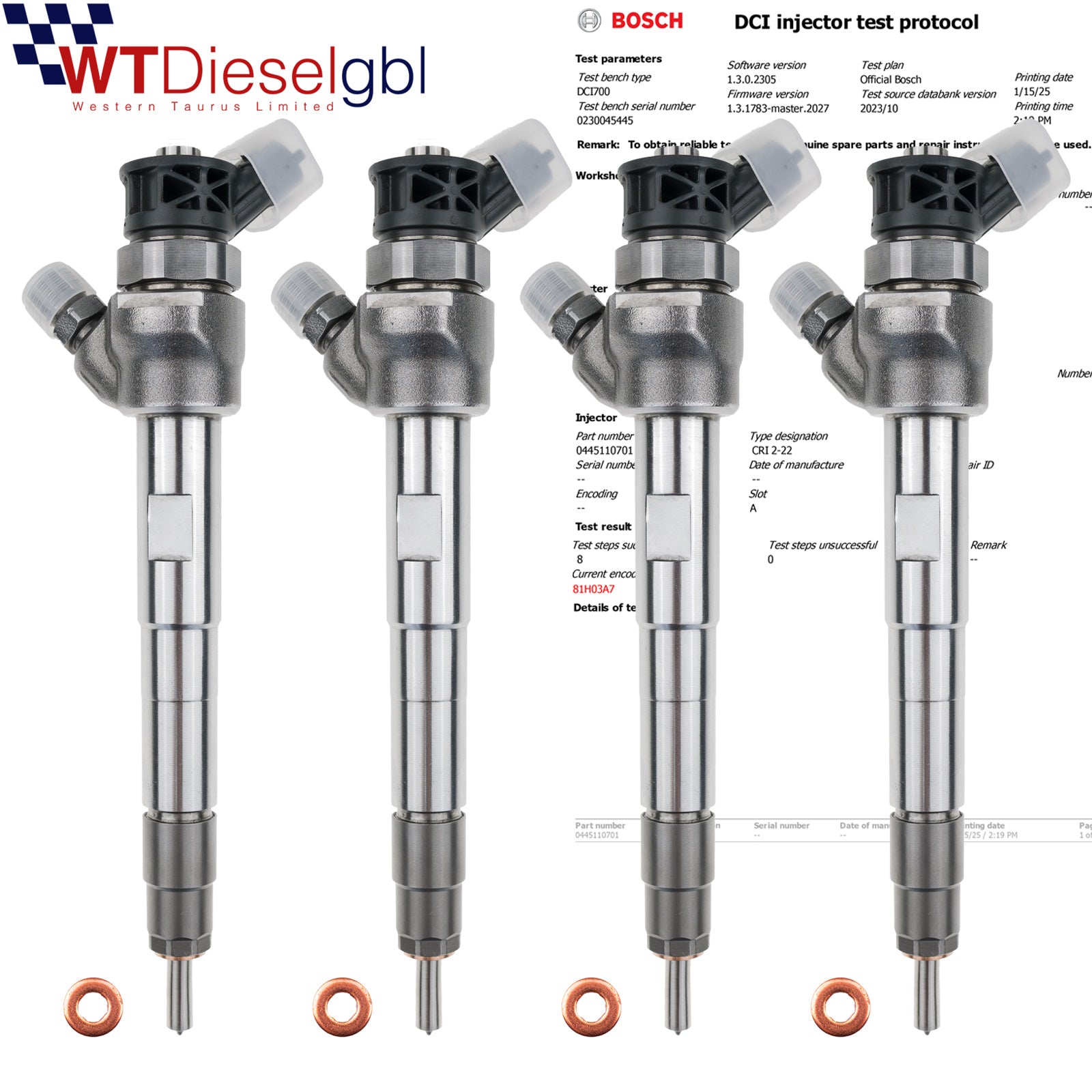 X4 Bosch 0445110749 JX6Q-9F593-AA |2.0 D240| Jaguar Land Rover Injector