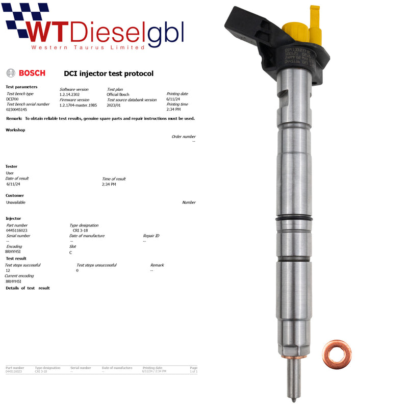 X6 Bosch 0445116023 0986435357 |2.7 3.0 TDI| Injecteur Audi VW Touareg