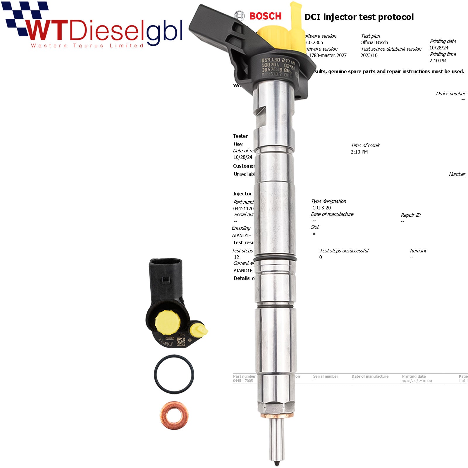 Bosch 0445117005 059130277AM | VW Touareg Audi Q7 3.0 TDI Injecteur
