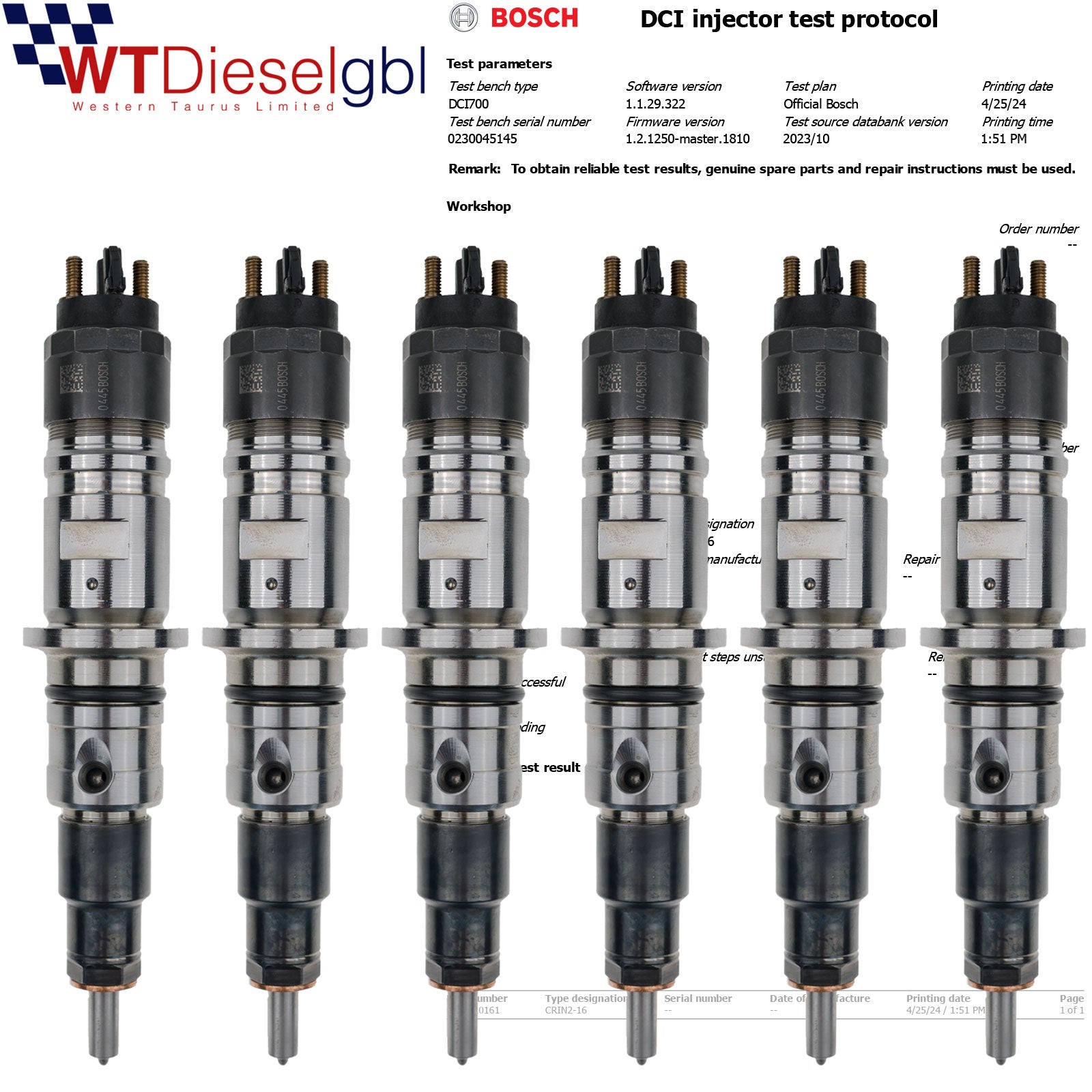 X6 Bosch 0445120161 FORD TEMSA | 4.5L Diesel Injector | CARGO Avenue LF