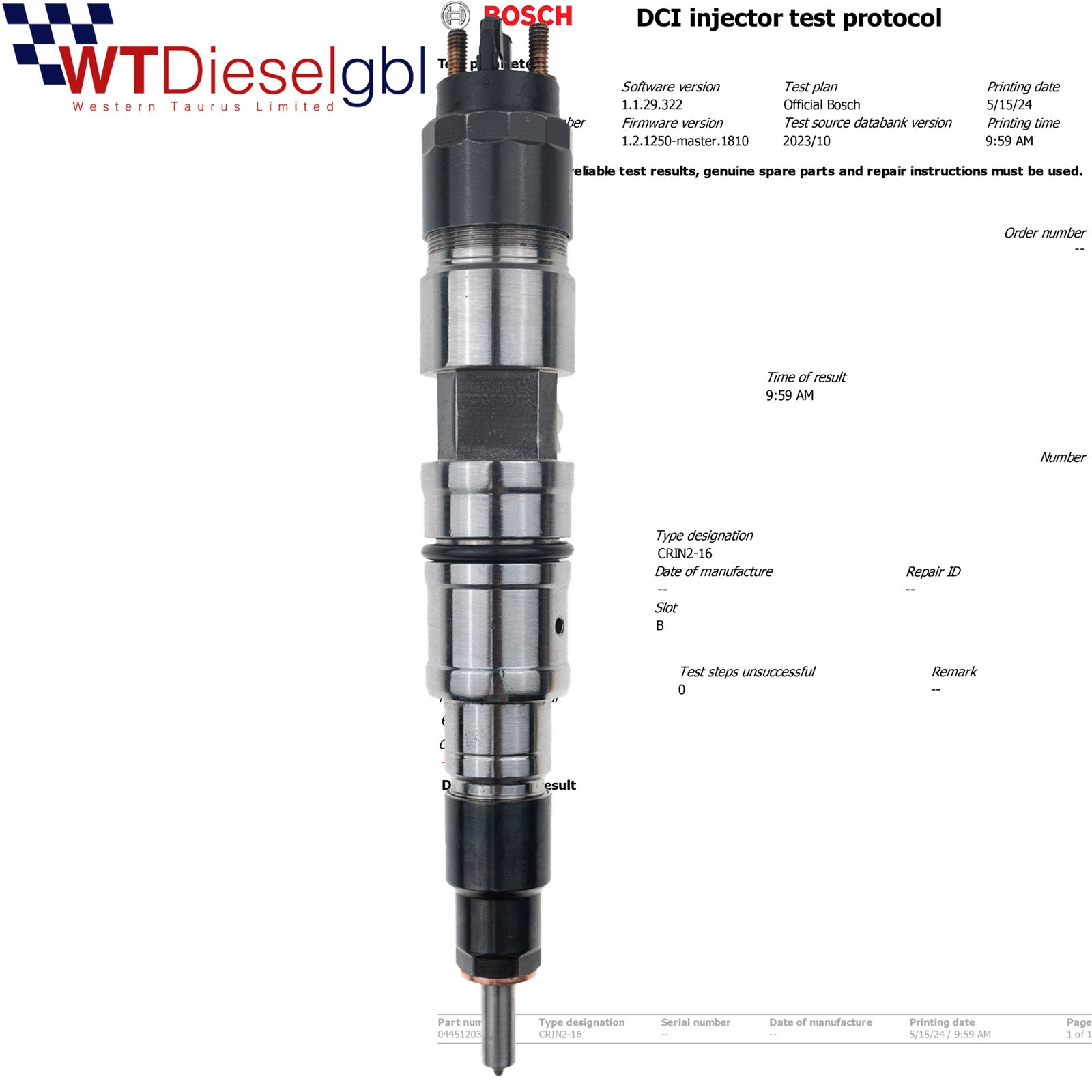 Bosch 0445120340 0986435547 | Inyector diésel Valtra VDB Common Rail