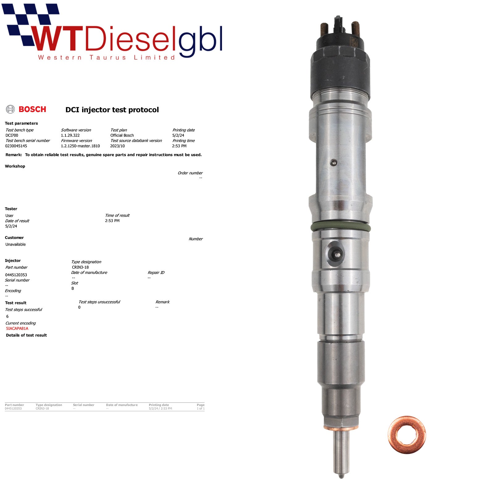 MAN 0445120353 101006169 |TGX TGS I| MAN Diesel Injector
