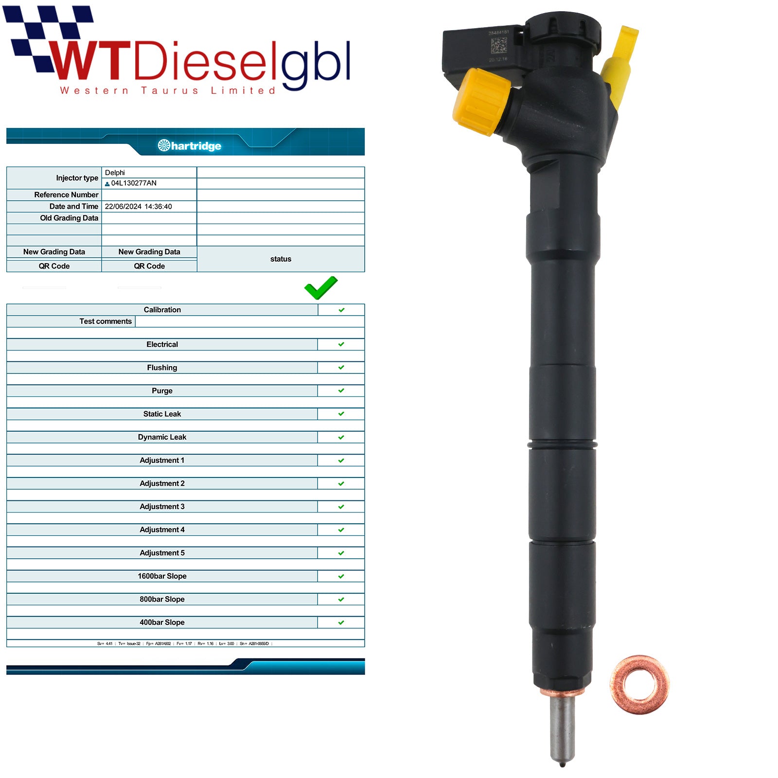 Delphi 04L130277AN 28506046 |1.6 TDI| VW Seat Skoda Audi Injector