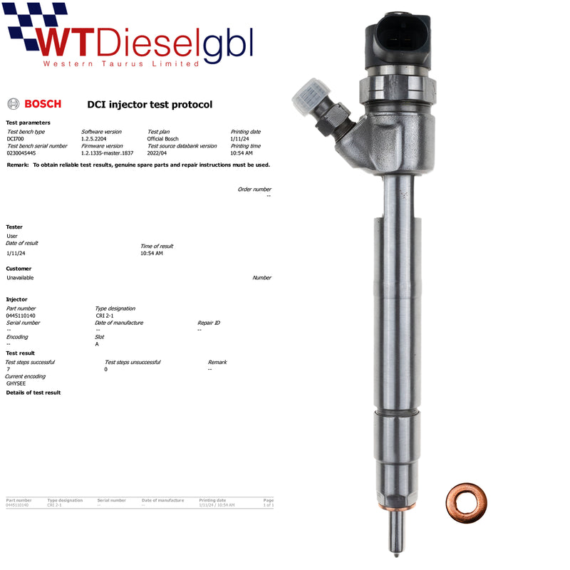 Bosch 0445110140 A6460700287 | 2.0 CDI | Mercedes-Benz Vito Fuel Injector