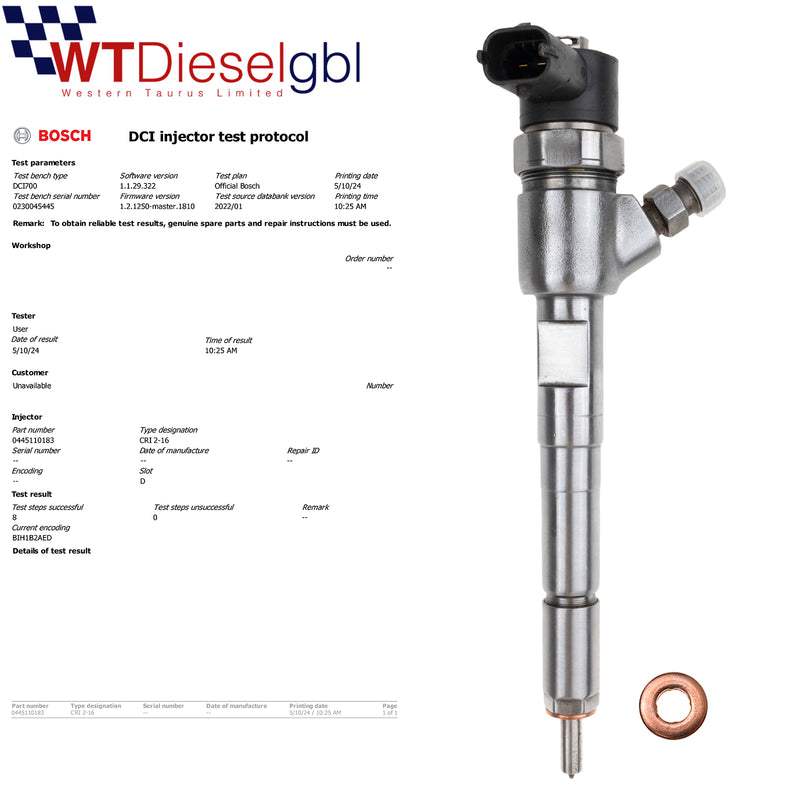 Bosch 0445110183 0986435102 |1.3 CDTi| Fiat Ford Opel Alfa Injector