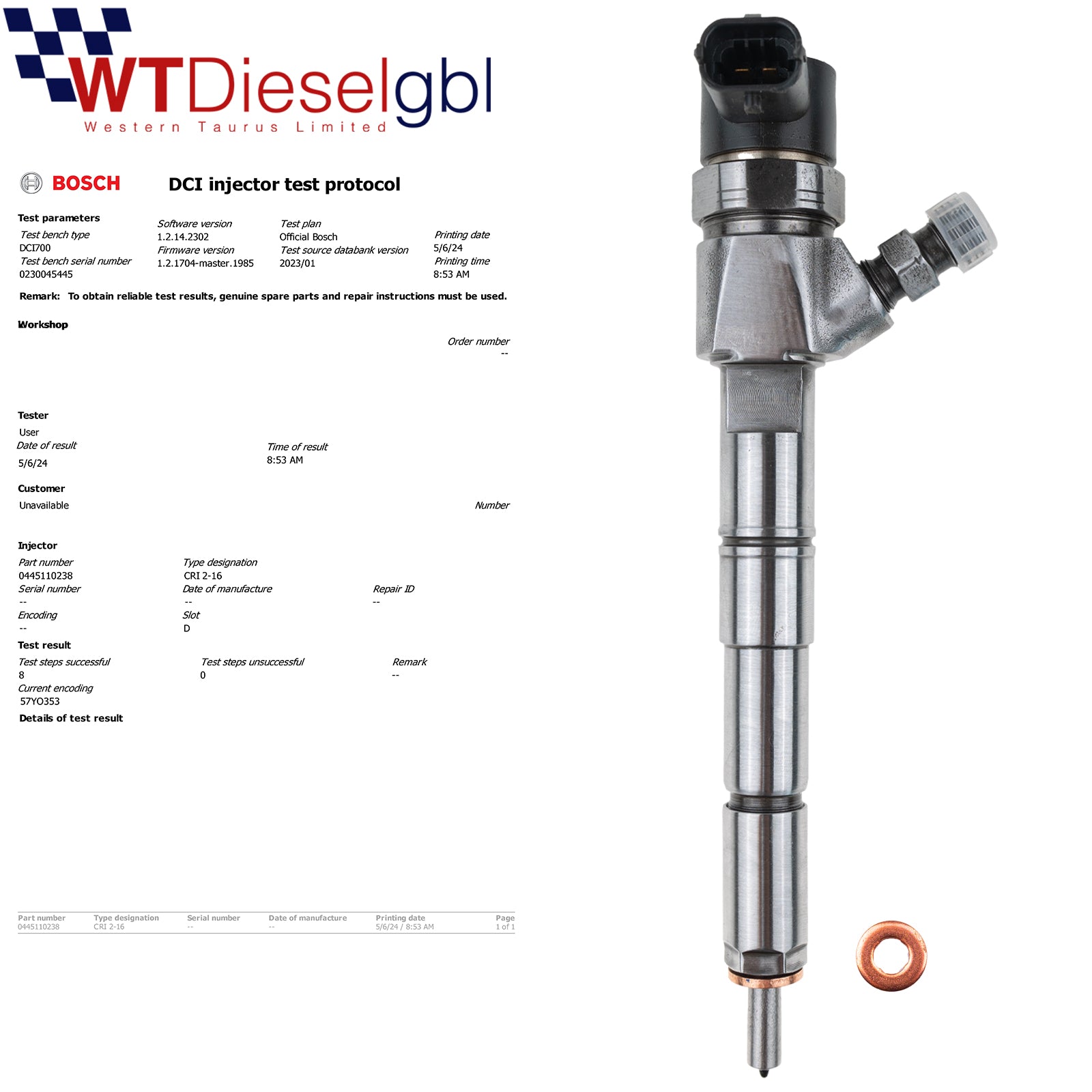Bosch 0445110238 A6460700787 | Mercedes-Benz C-Class CLK CDI Injector