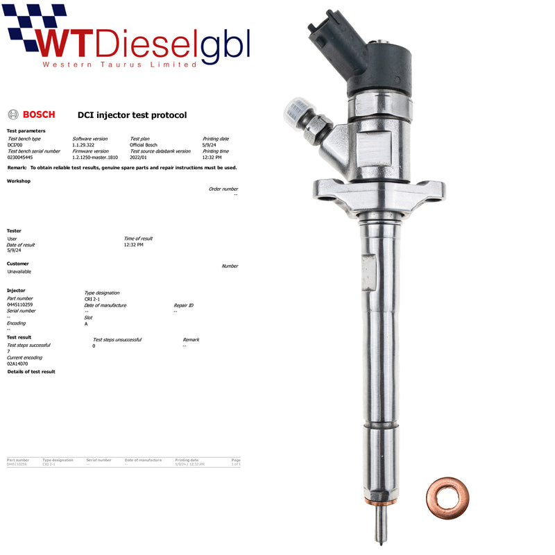 Bosch 0445110259 5M5Q9F593AA |1.4 HDi| Citroen Peugeot Mazda Injector