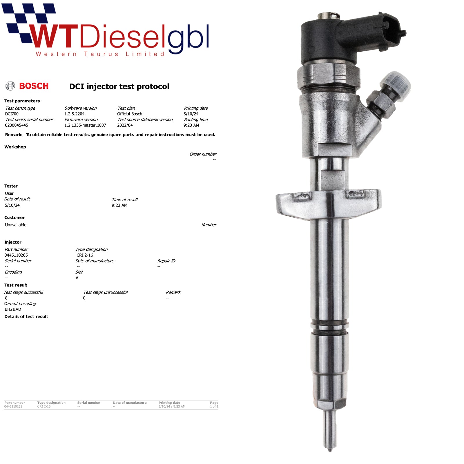 Bosch 0445110265 1660000Q0D | 2.5 dCi | Opel Renault Nissan Injector