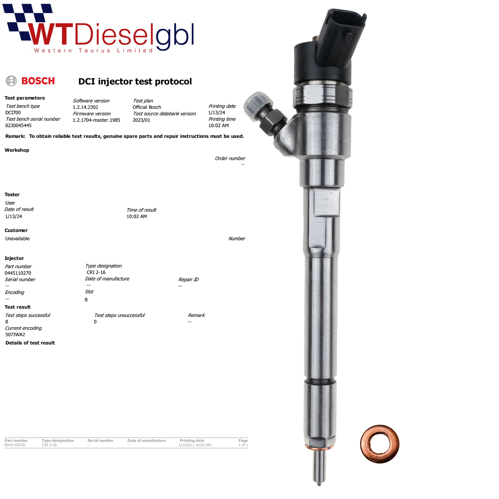 0445110270 BOSCH FUEL DIESEL INJECTOR OPEL ANTARA CHEVROLET CAPTIVA 2.0 CDTI
