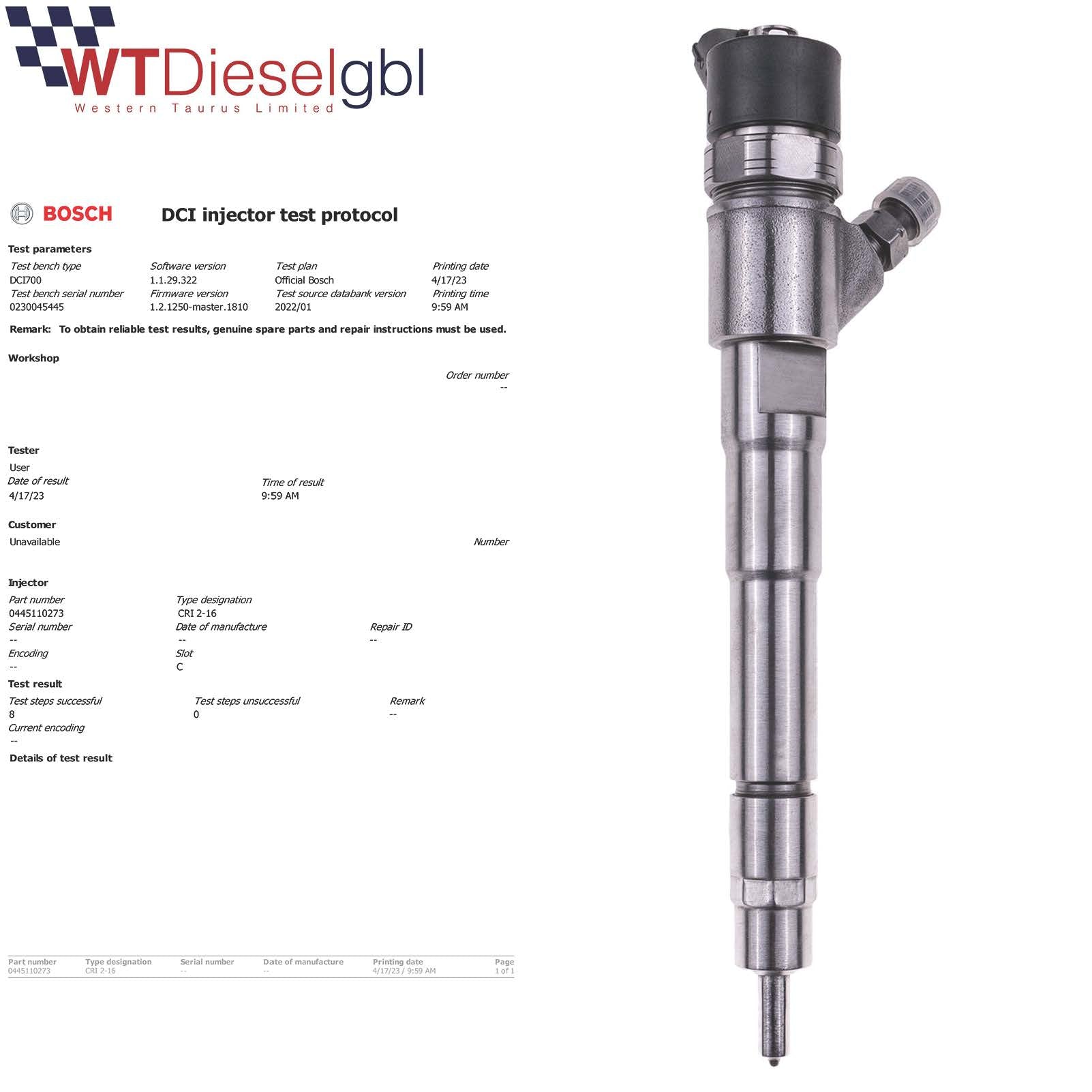 Bosch 0445110273 | 2.3 D | Fiat Ducato Iveco Daily Injector