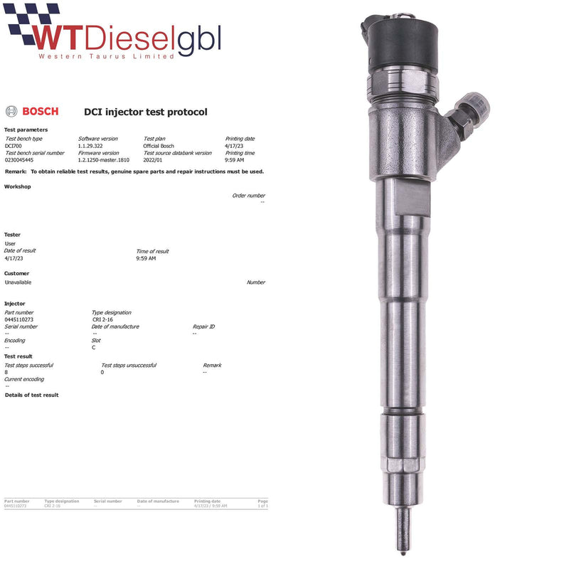 X4 0445110273 INJECTEUR DE CARBURANT DIESEL BOSCH DUCATO 120 MULTIJET 2.3 D