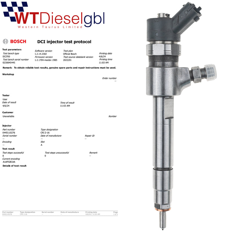 Bosch 0445110276 55200259 |1.9 D| Injecteur de carburant Fiat Opel Saab Suzuki