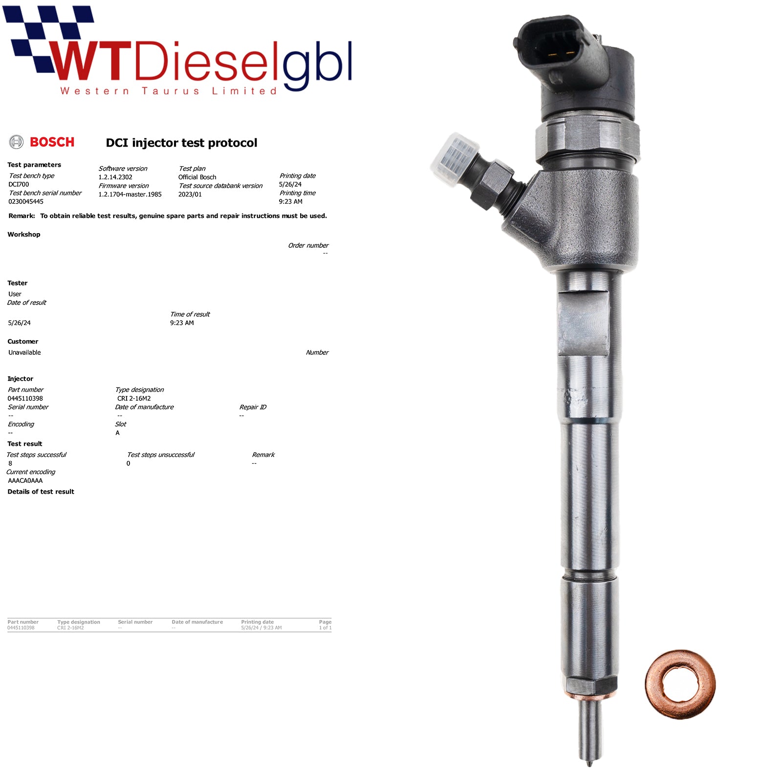 Bosch 0445110398 15710-68L00 |1.3 DDIS| Suzuki Swift Injector