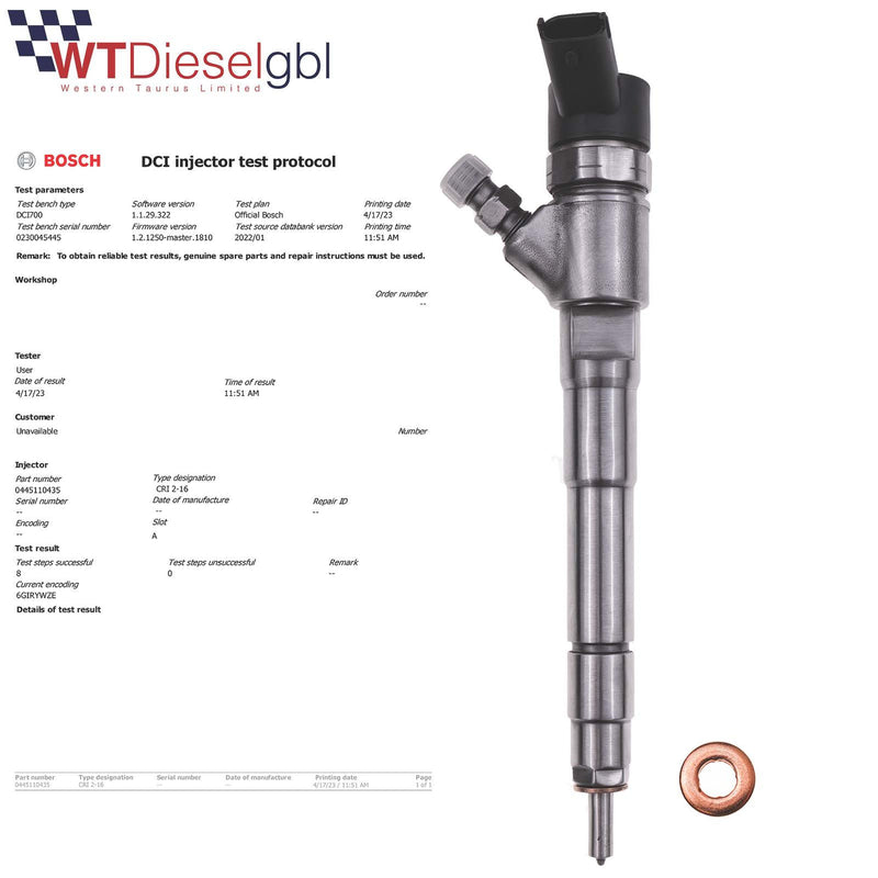 X4 Bosch 0445110435 504386427 | 2.3D Diesel | Fiat Ducato Iveco Daily Injector