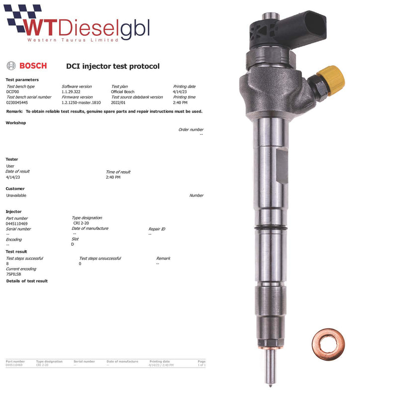 Bosch 0445110469 04L130277AC |2.0 TDI| VW Audi Seat Skoda Injector