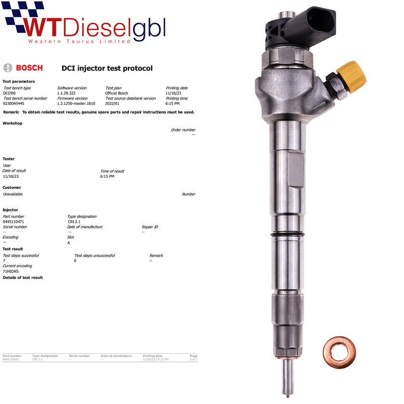 Bosch 0445110471 04L130277AE |2.0 TDI| Audi Seat VW Skoda Injector