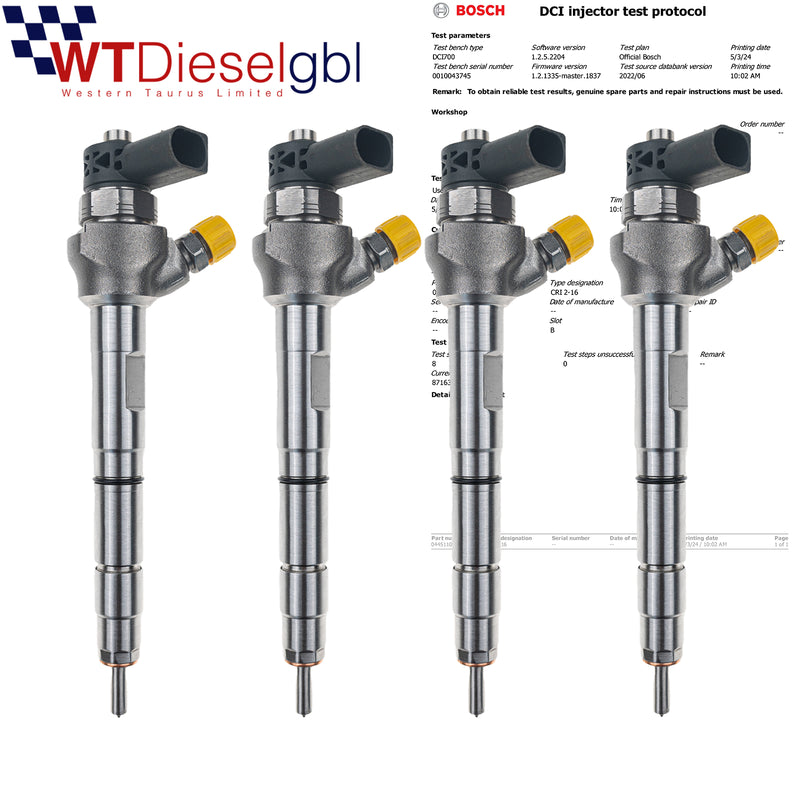 X4 Bosch 0445110476 04L130277AJ |1.6 TDI| Inyector Audi Seat Skoda VW