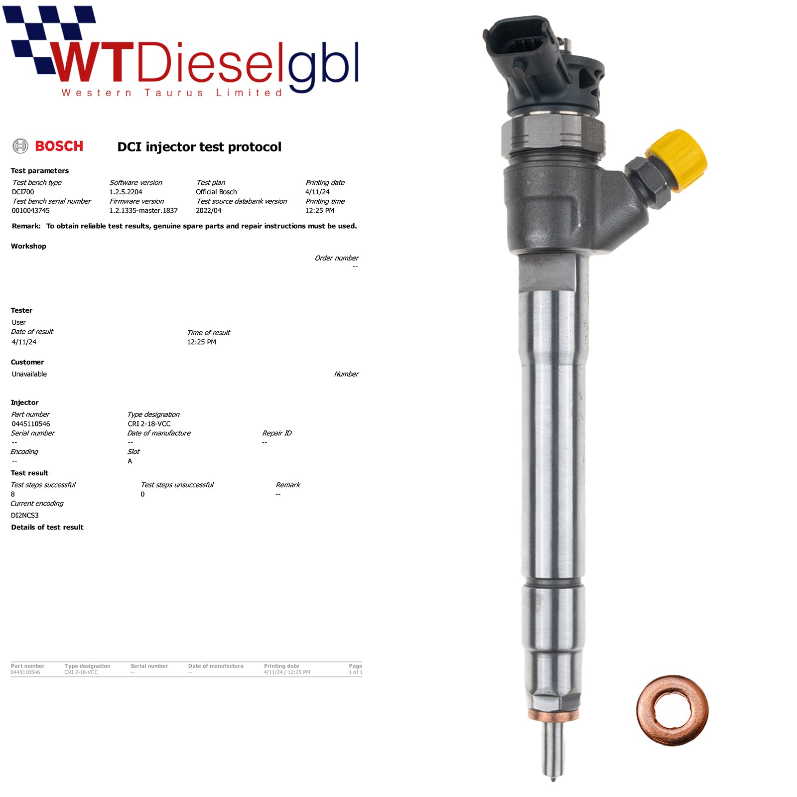 X4 Bosch 0445110546 166007885R |1,6 dCi| Nissan Renault Einspritzer