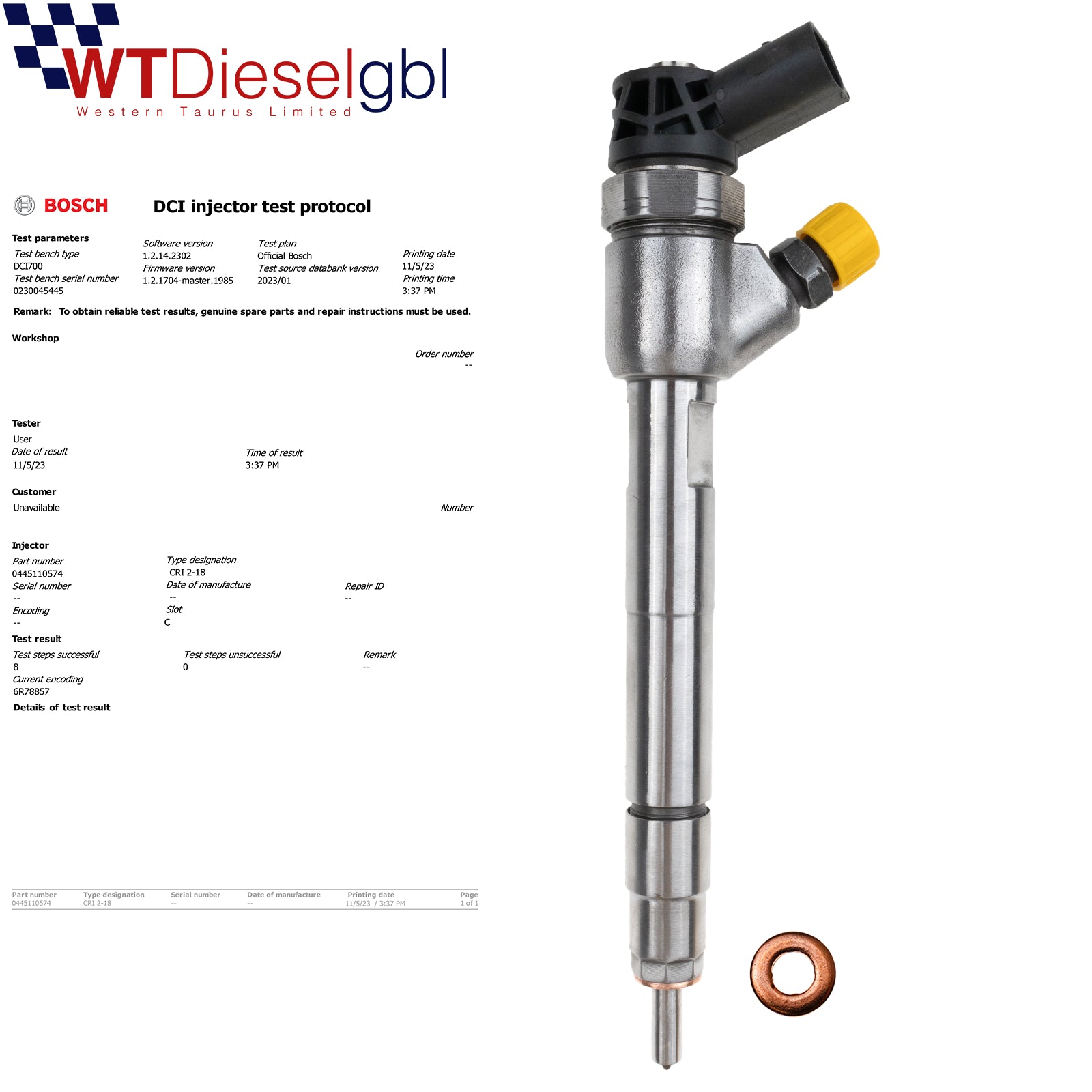 Bosch 0445110574 A6510703187 |200 CDI| Mercedes Benz Injector