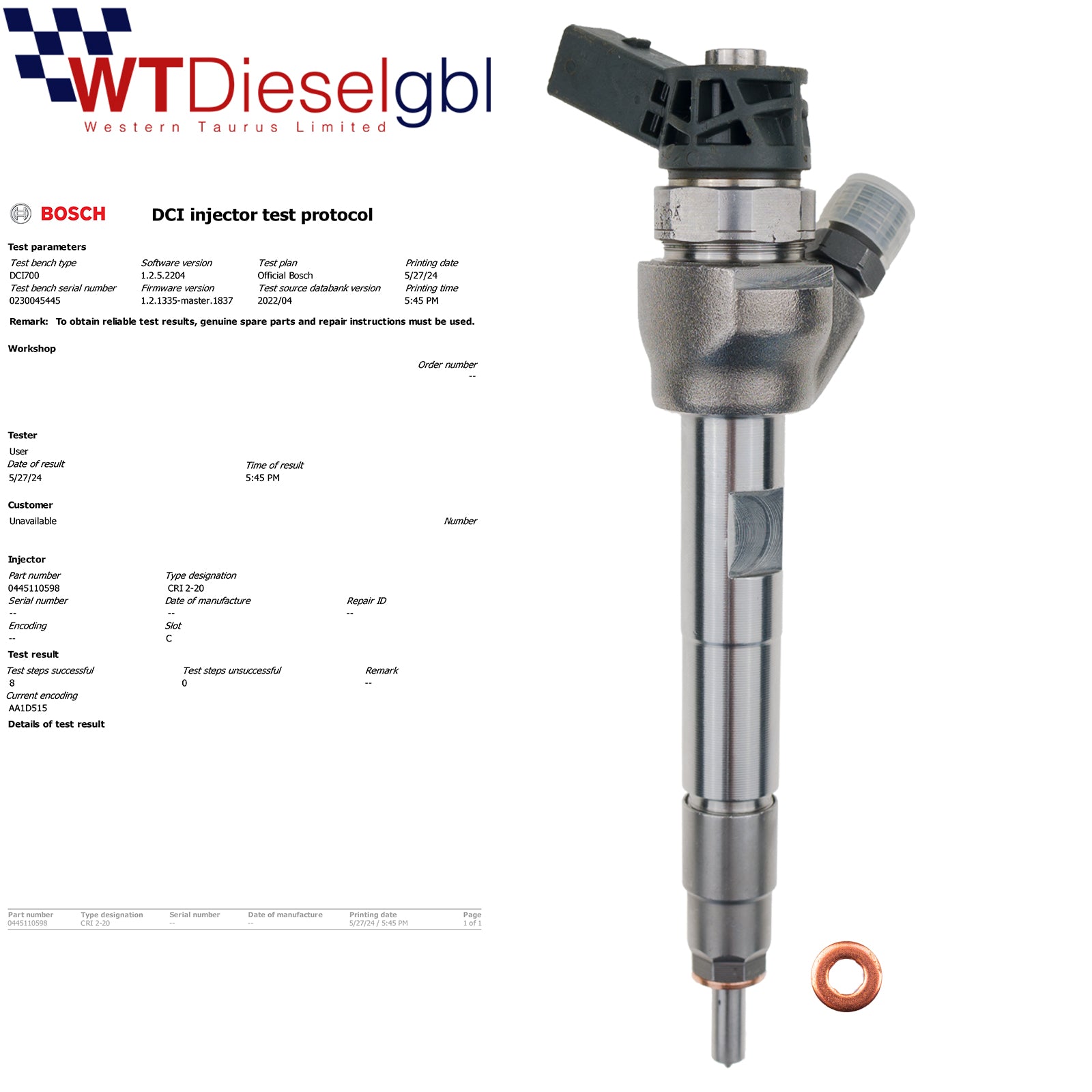 Bosch 0445110598 13538511630 | BMW 1 F20 F21 2 Series X1 Injector