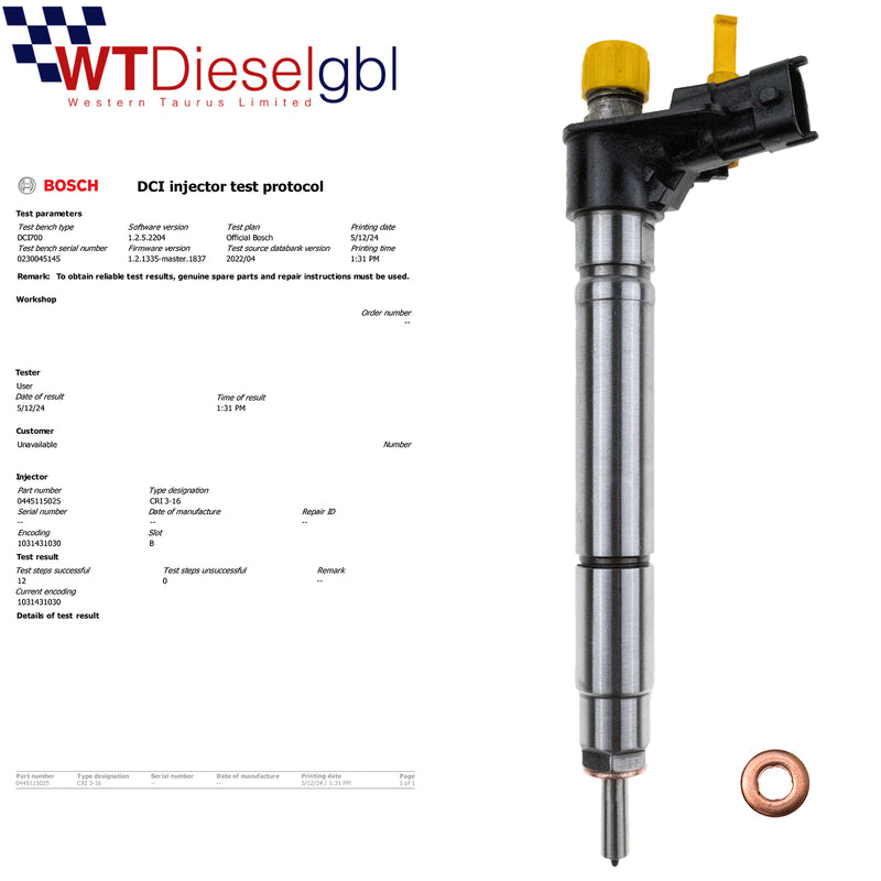 Bosch 0445115025 CV6Q9F593AA |2.2 TDCi| Injecteur Ford Citroën