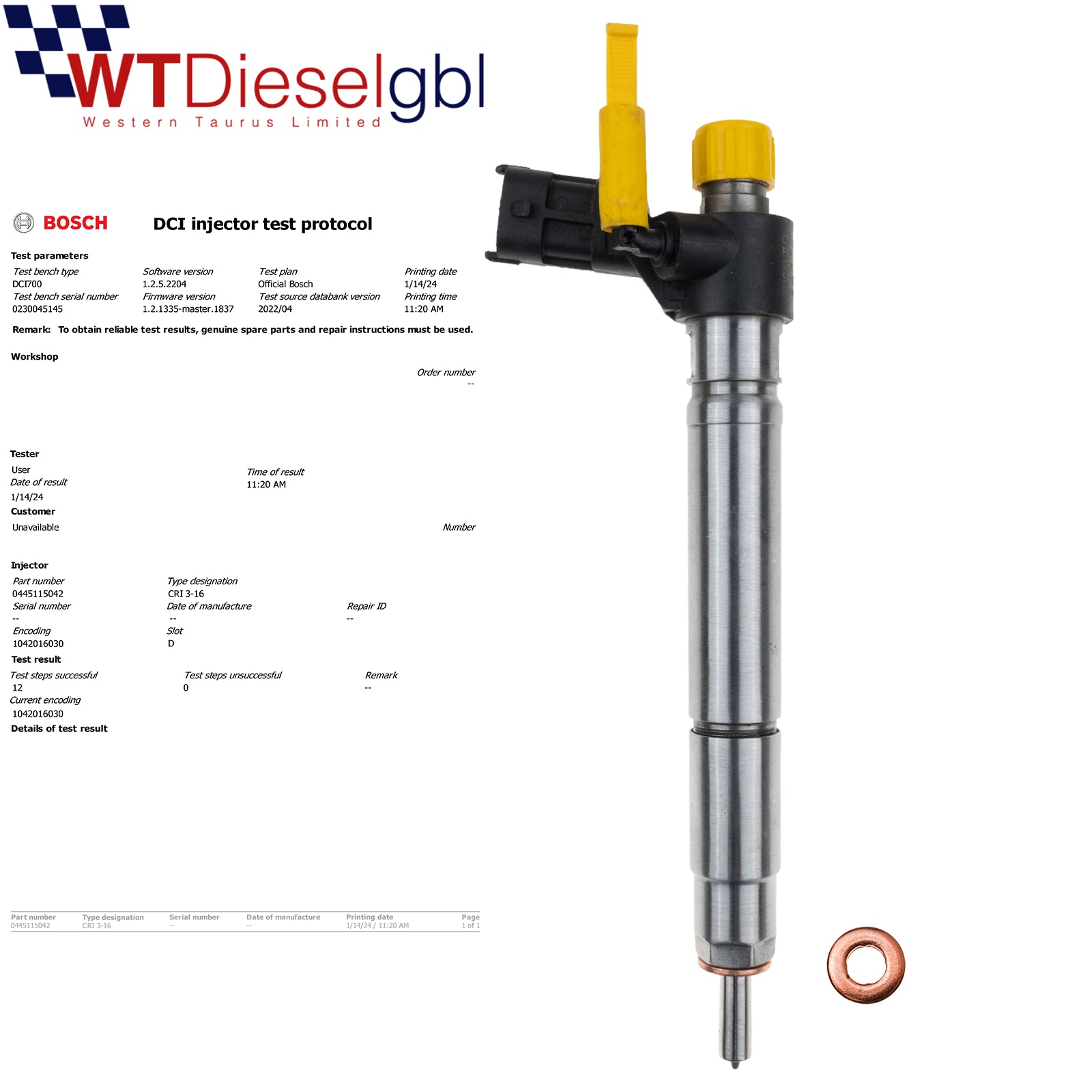 Bosch AV2Q 9F593 AA 0445115042 |2.2 TD4 SD4| Land Rover Injector