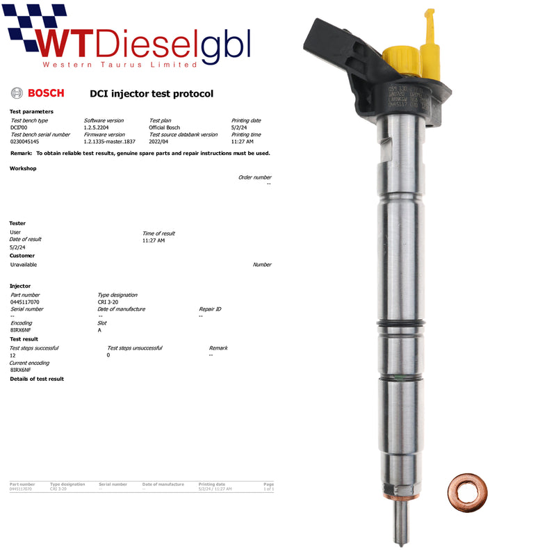 Bosch 0445117070 059130277CK | 3.0 TDI | Inyector diésel Audi Porsche